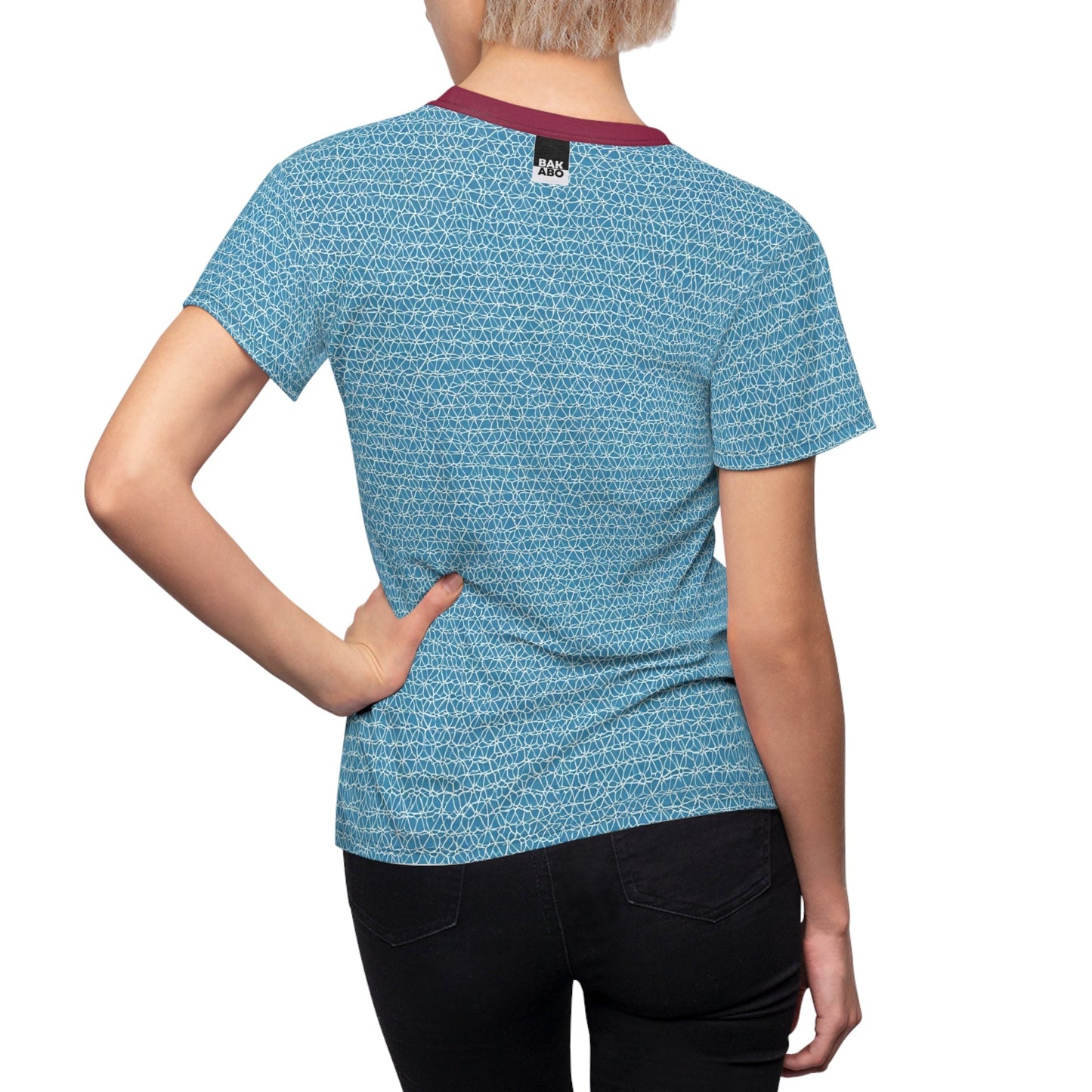 Wegrip Women's Cut & Sew Tee | Blue Geometric Mesh