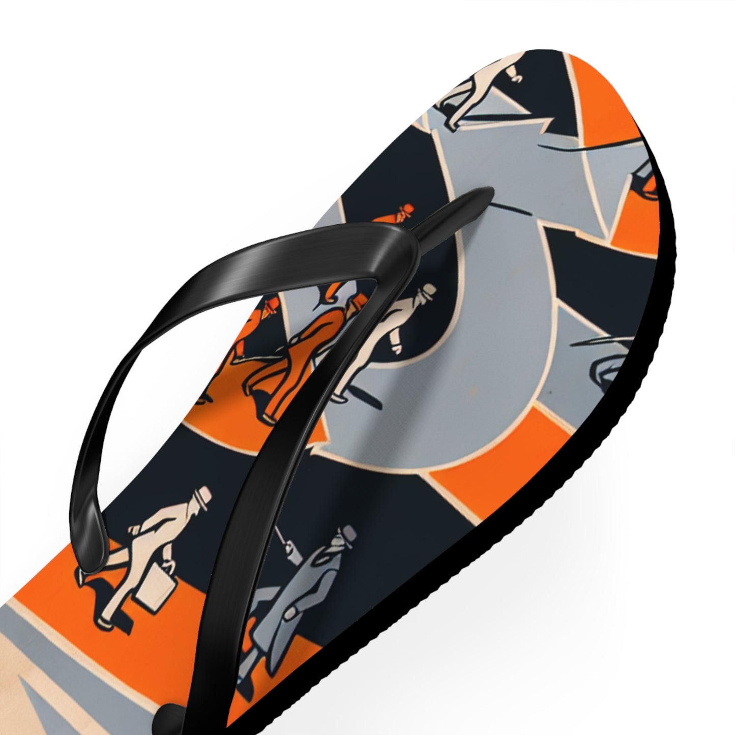 Abstract Walkers Flip Flops — Retro Geometric Beach Sandals Printify bakabo.club