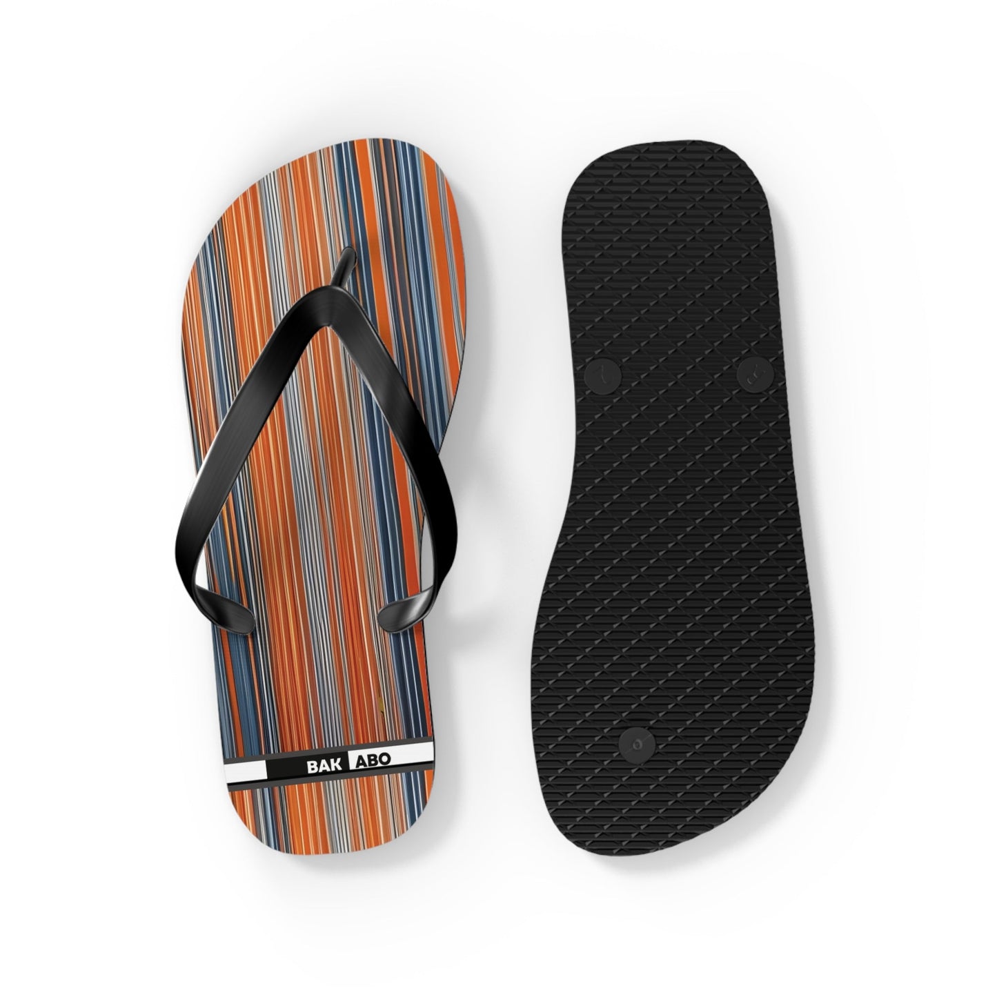 Striped Sunset Flip Flops — Orange & Blue Beach Sandals Printify bakabo.club