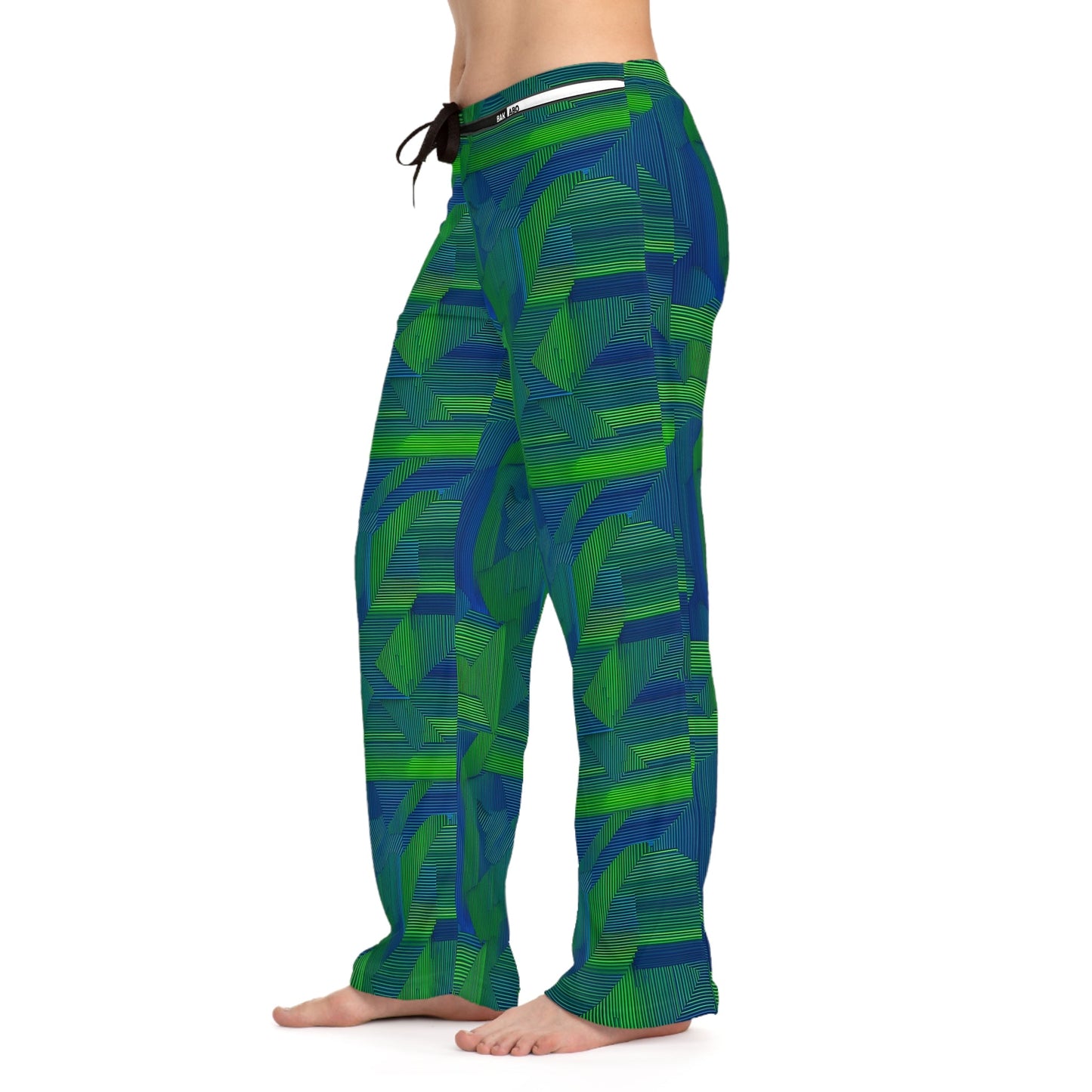 Green Geometric Women's Pajama Pants — Cozy Abstract Print Lounge Pants Printify bakabo.club