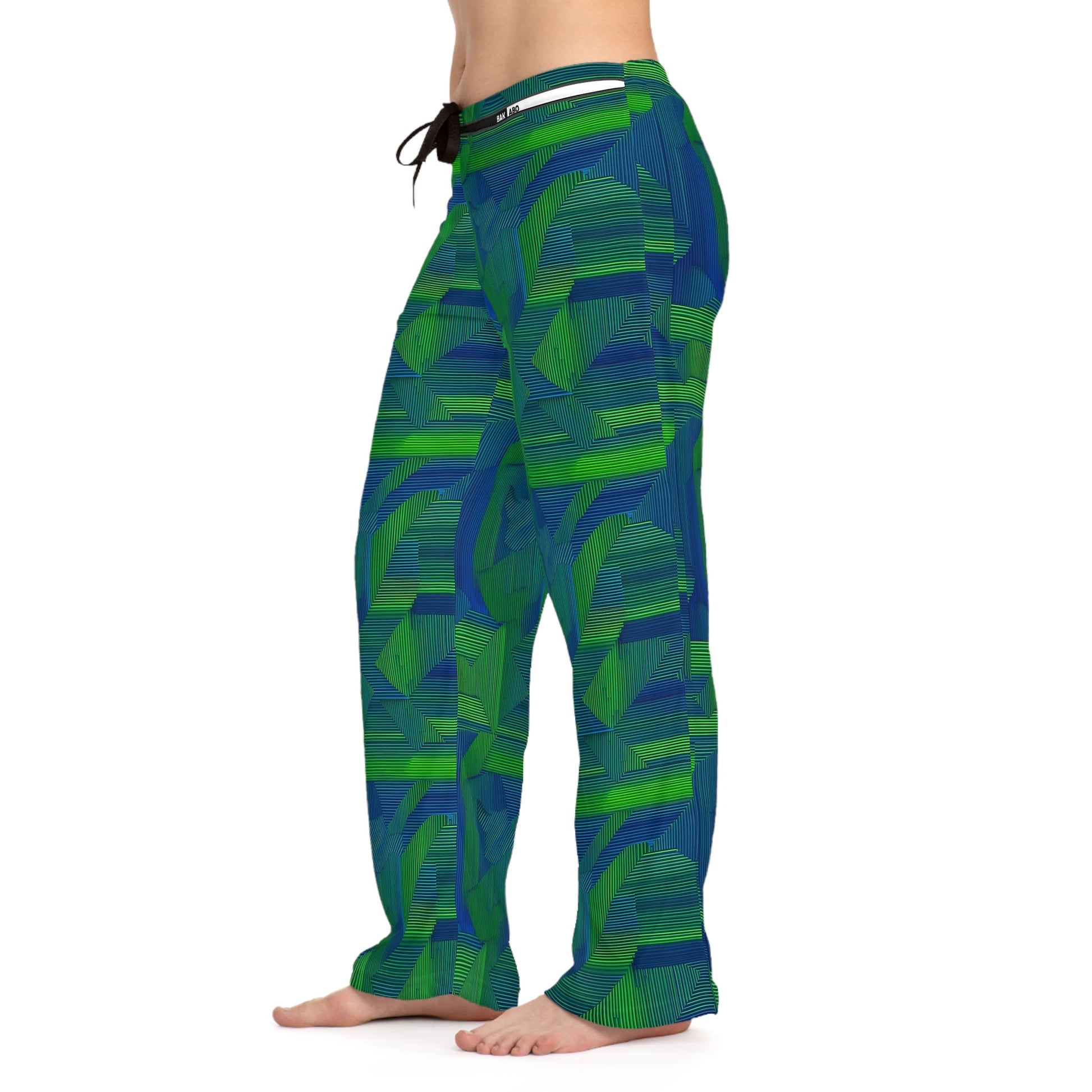 Green Geometric Women's Pajama Pants — Cozy Abstract Print Lounge Pants Printify bakabo.club
