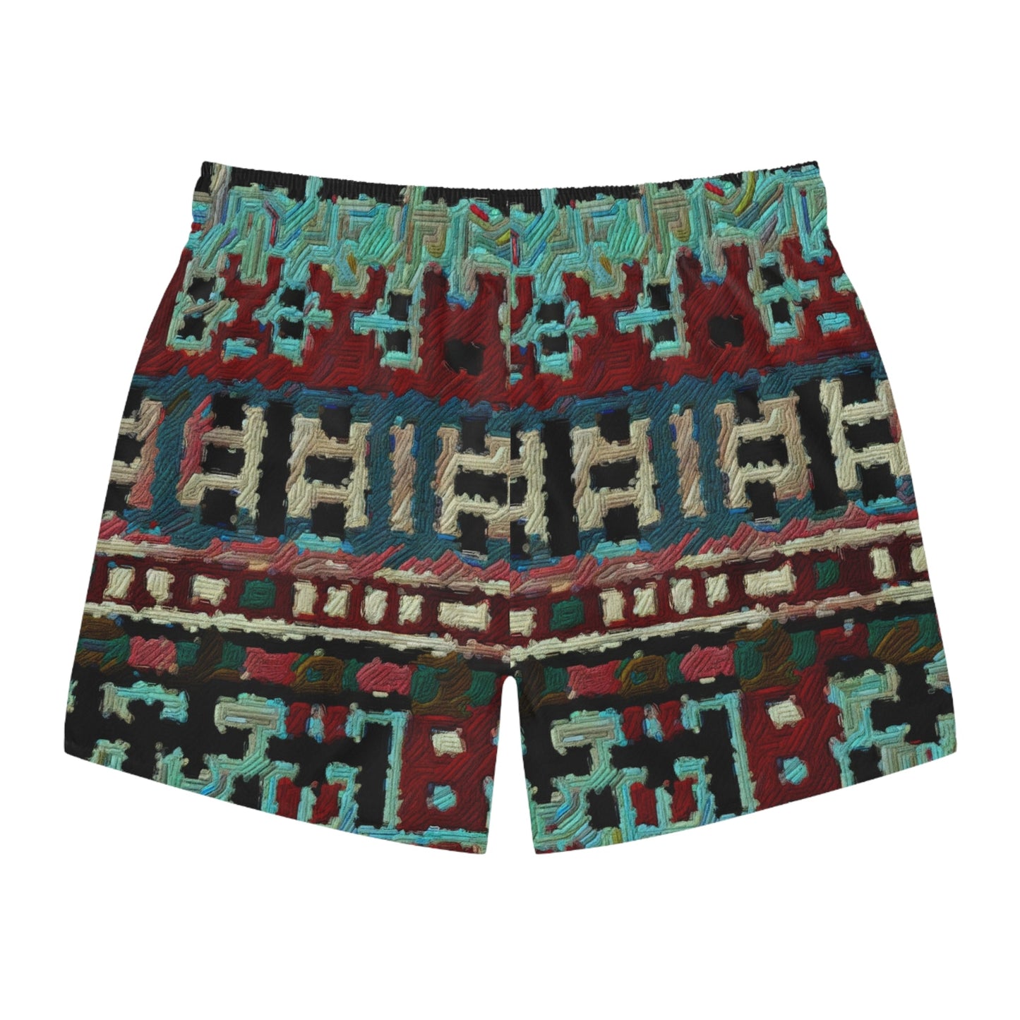 Ethnic Pattern Swim Trunks — Tribal Geometric AOP Beach Shorts Printify bakabo.club