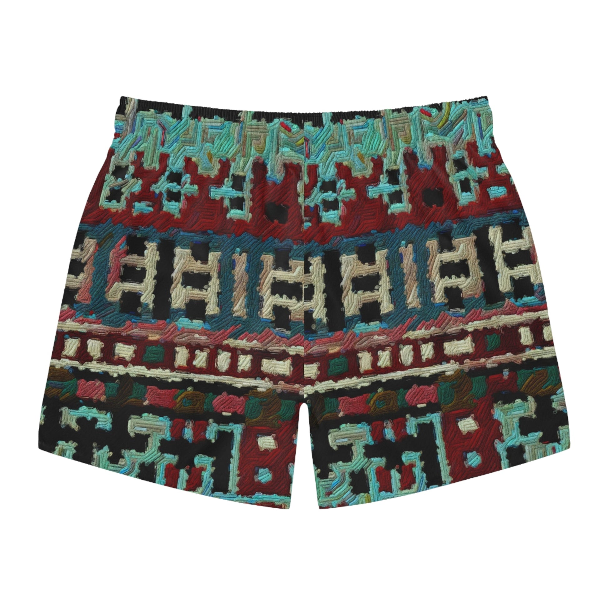 Ethnic Pattern Swim Trunks — Tribal Geometric AOP Beach Shorts Printify bakabo.club