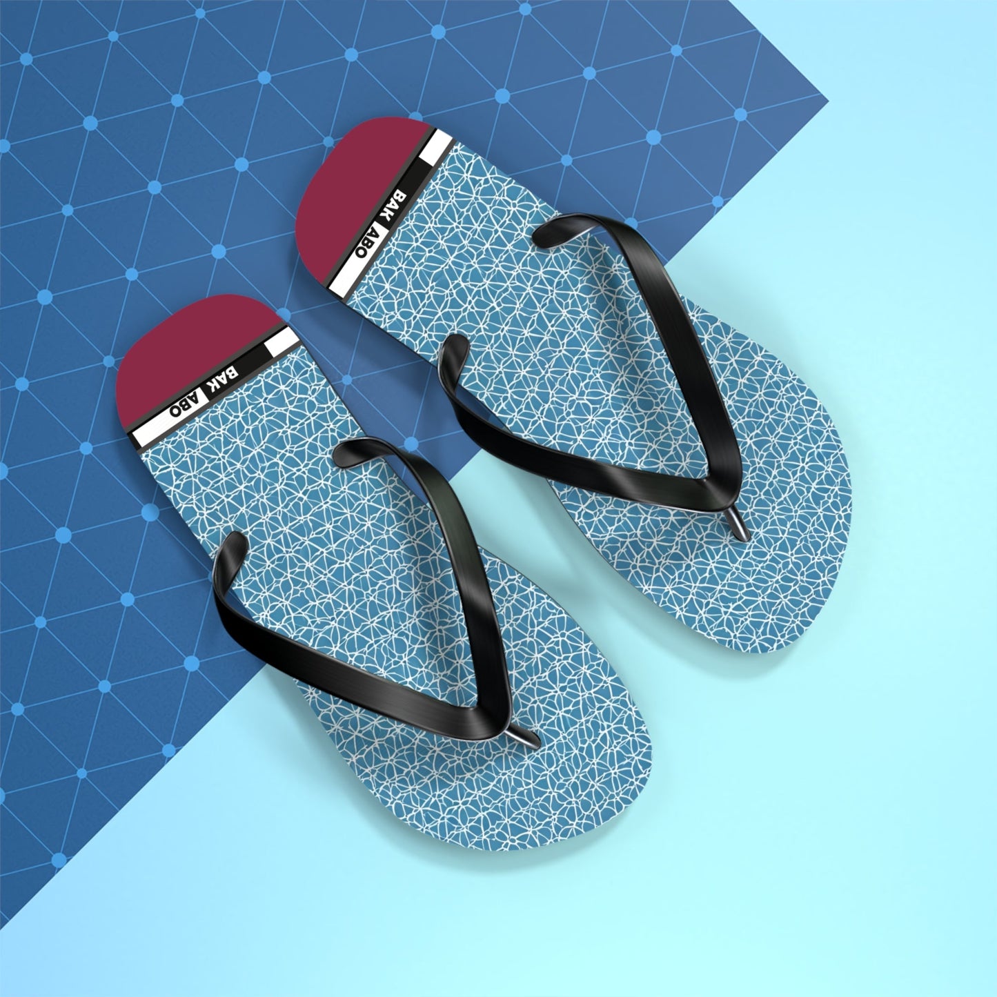 Blue Geometric Flip Flops – Lightweight Summer Beach Sandals Printify bakabo.club