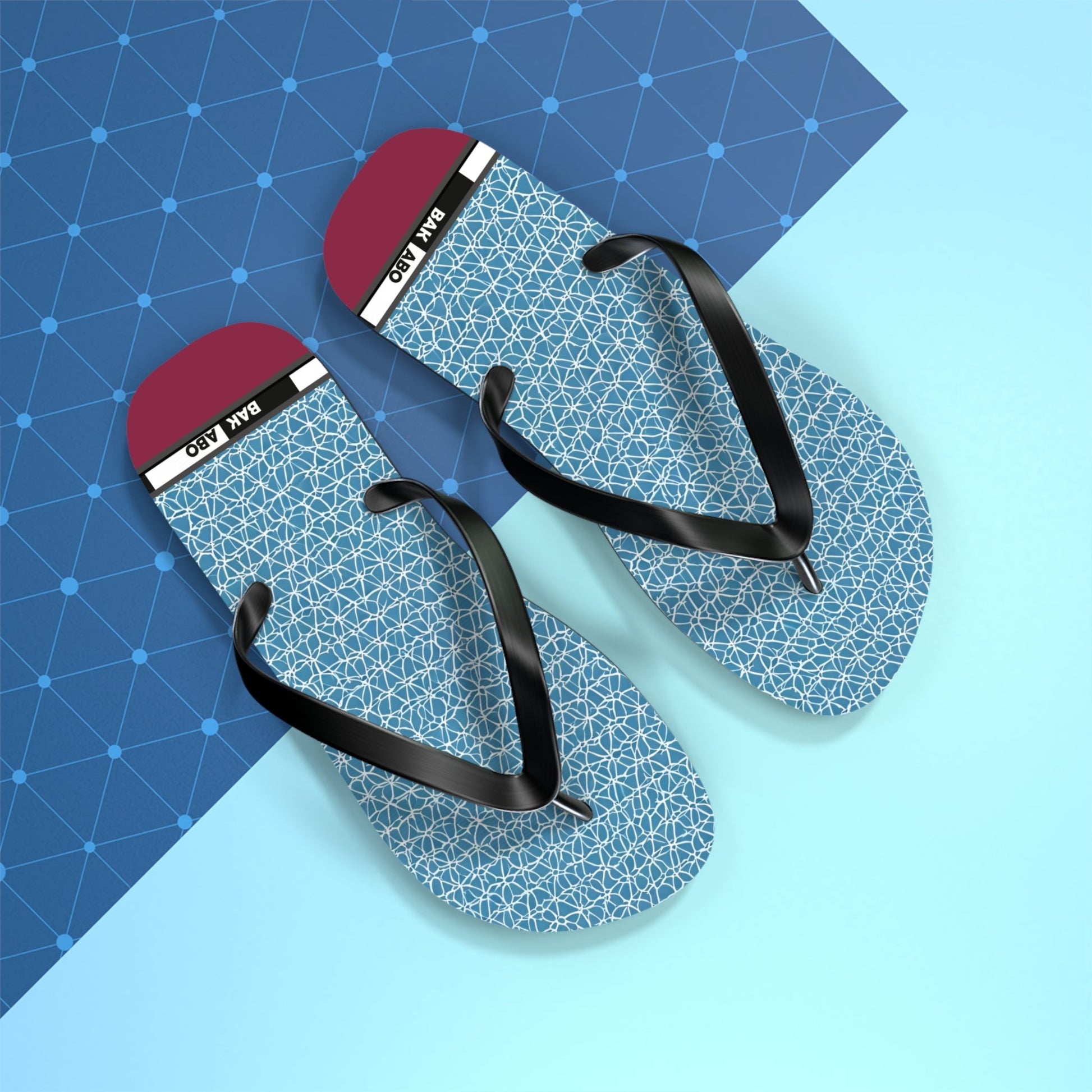 Blue Geometric Flip Flops – Lightweight Summer Beach Sandals Printify bakabo.club