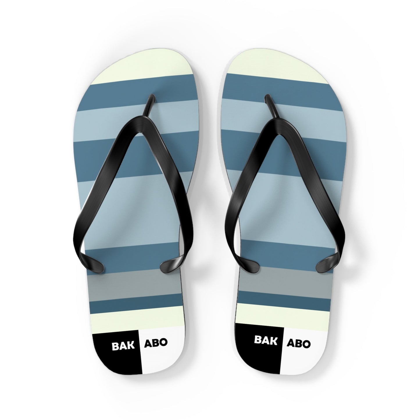 Striped Blue Flip Flops — Casual Beach Sandals with Coastal Ombre Design Printify bakabo.club