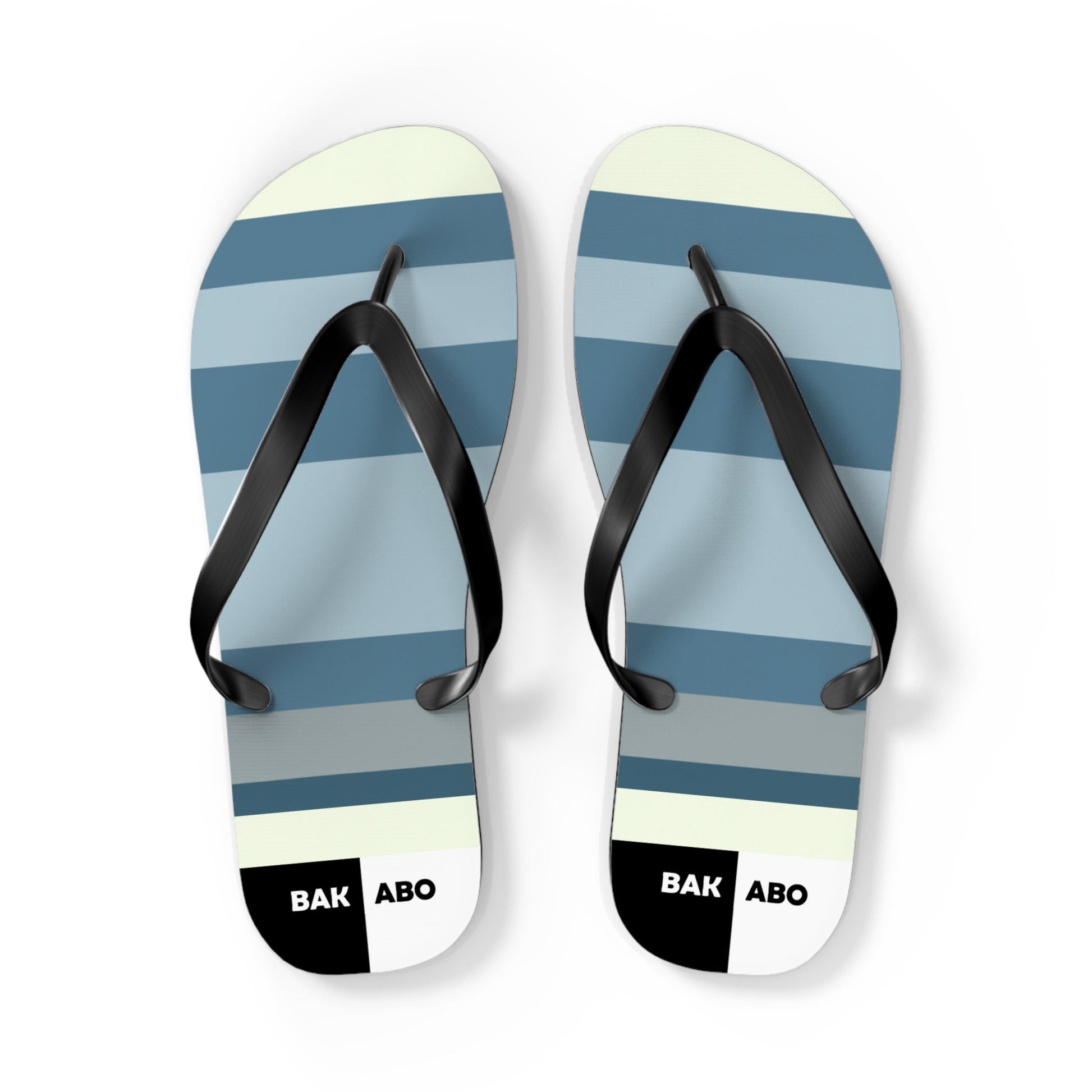 Striped Blue Flip Flops — Casual Beach Sandals with Coastal Ombre Design Printify bakabo.club