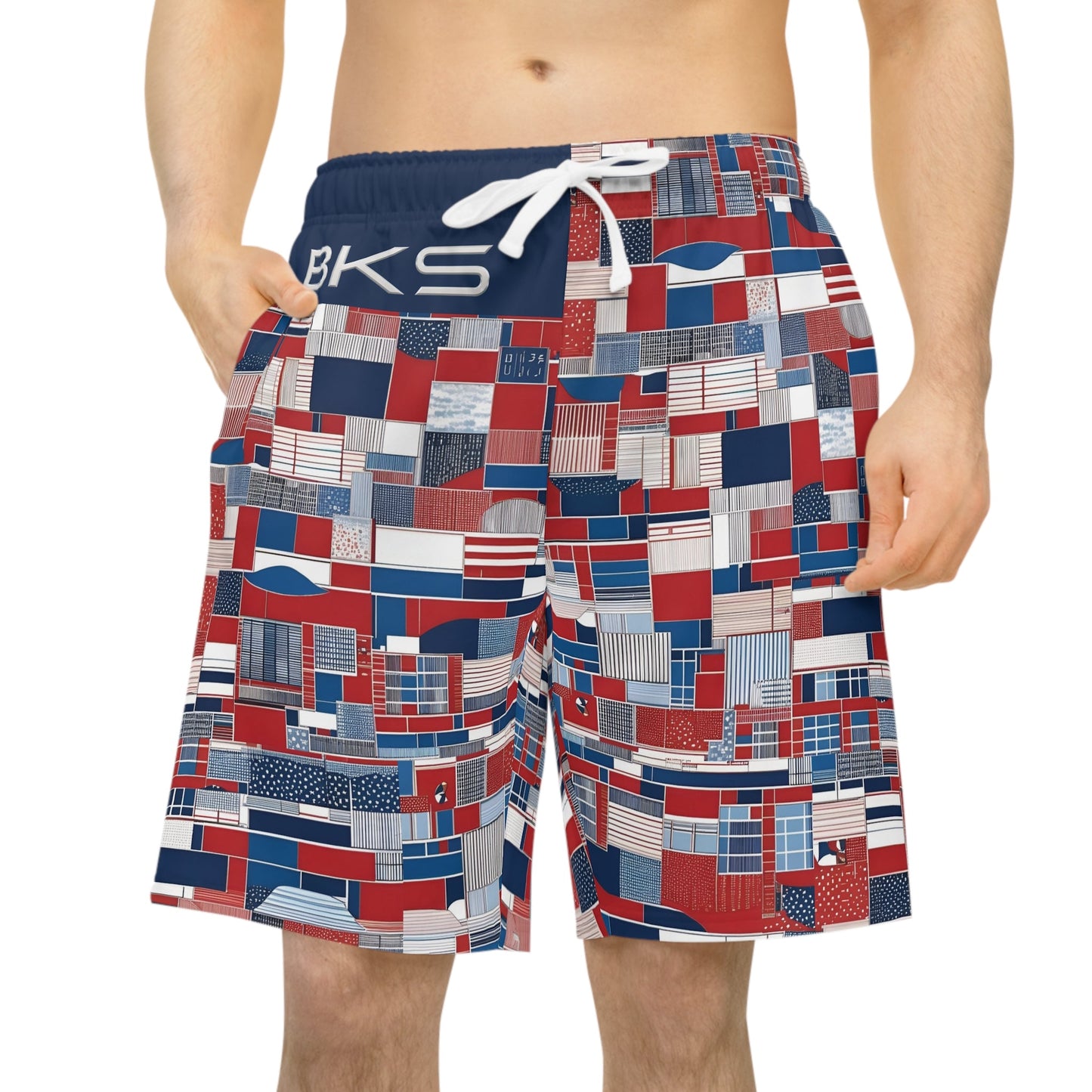 BKS Riviera Blocks™ Athletic Long Shorts Printify bakabo.club