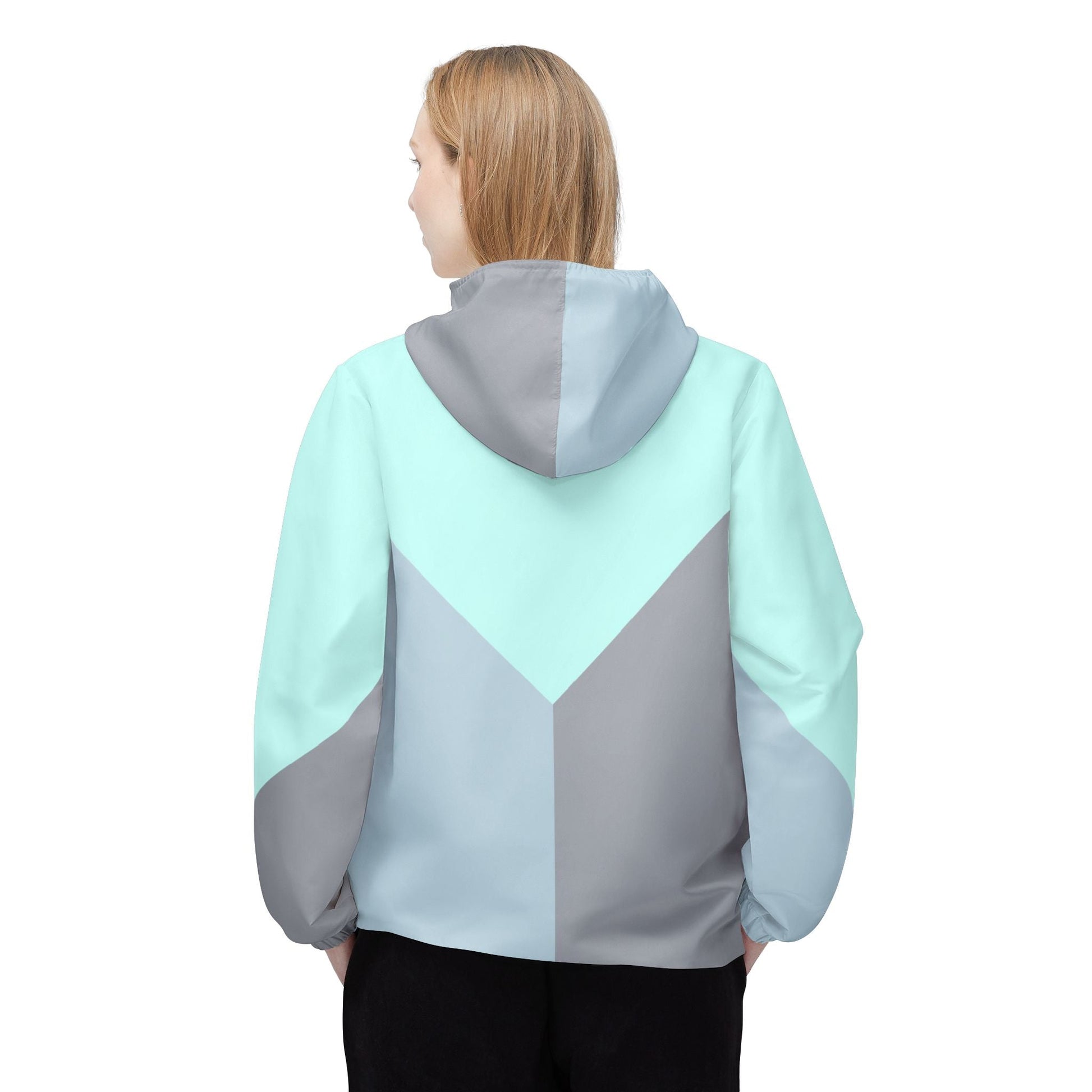 Colorblock Chevron Windbreaker Jacket — Lightweight Hooded Outdoor Shell Printify bakabo.club