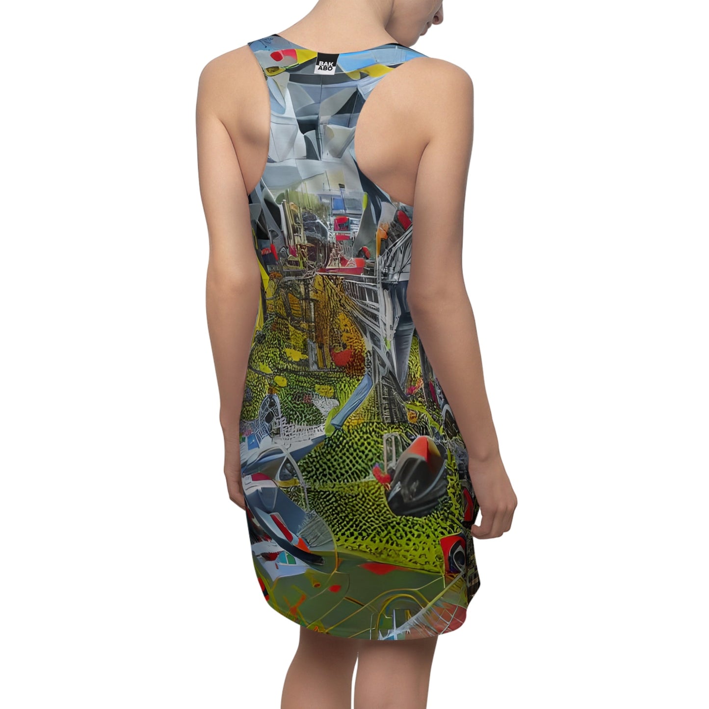 Abstract Urban Collage Racerback Dress — Colorful All-Over Print Printify bakabo.club