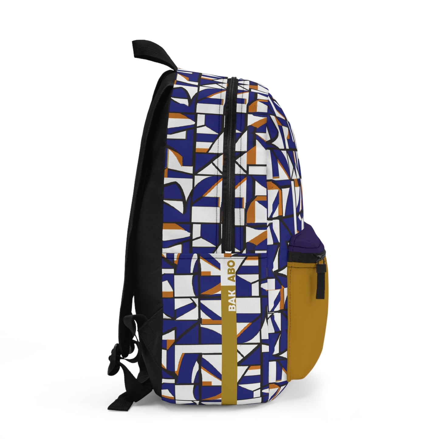 Geometric Blue & Gold Pattern Backpack — Modern Abstract School Bag Printify bakabo.club