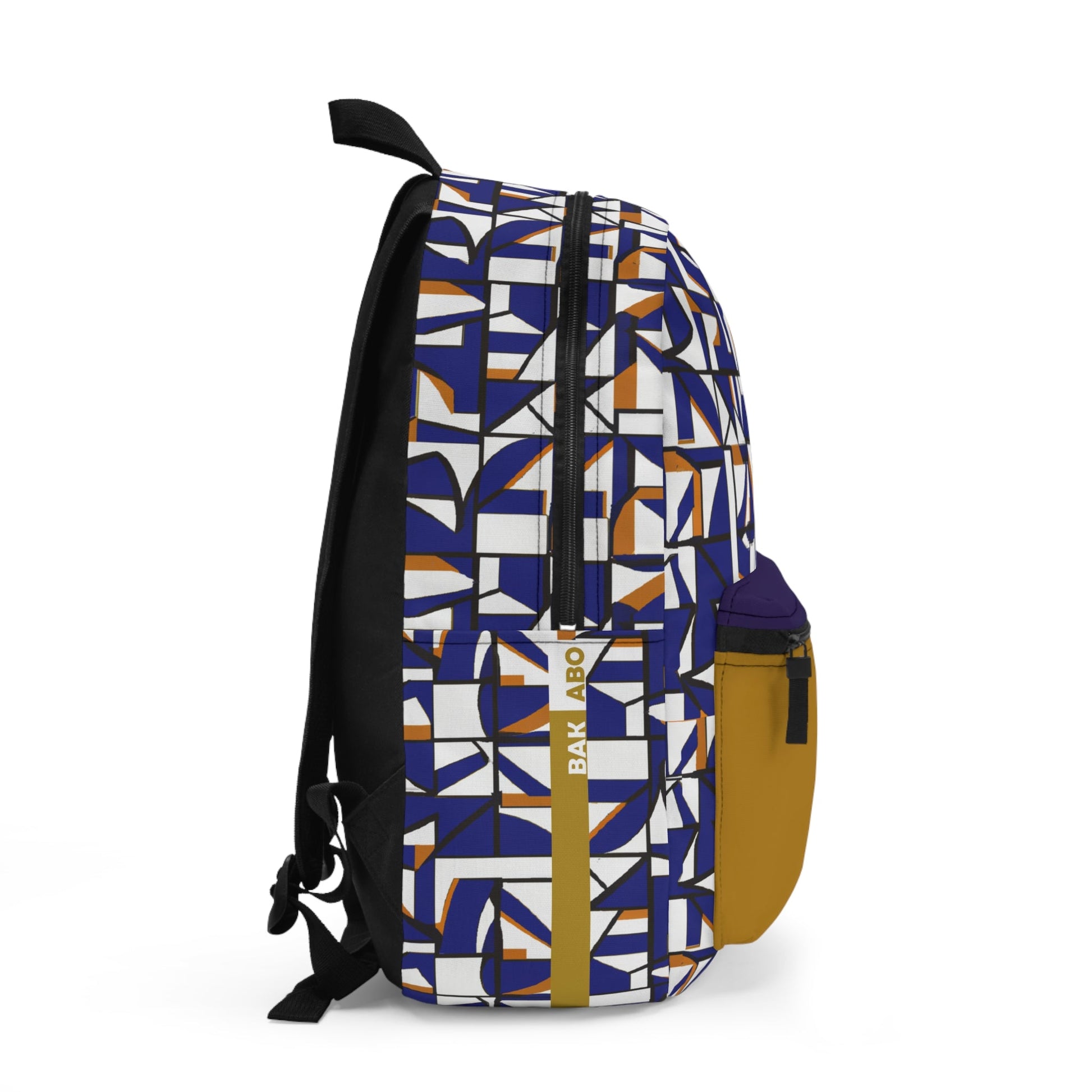Geometric Blue & Gold Pattern Backpack — Modern Abstract School Bag Printify bakabo.club
