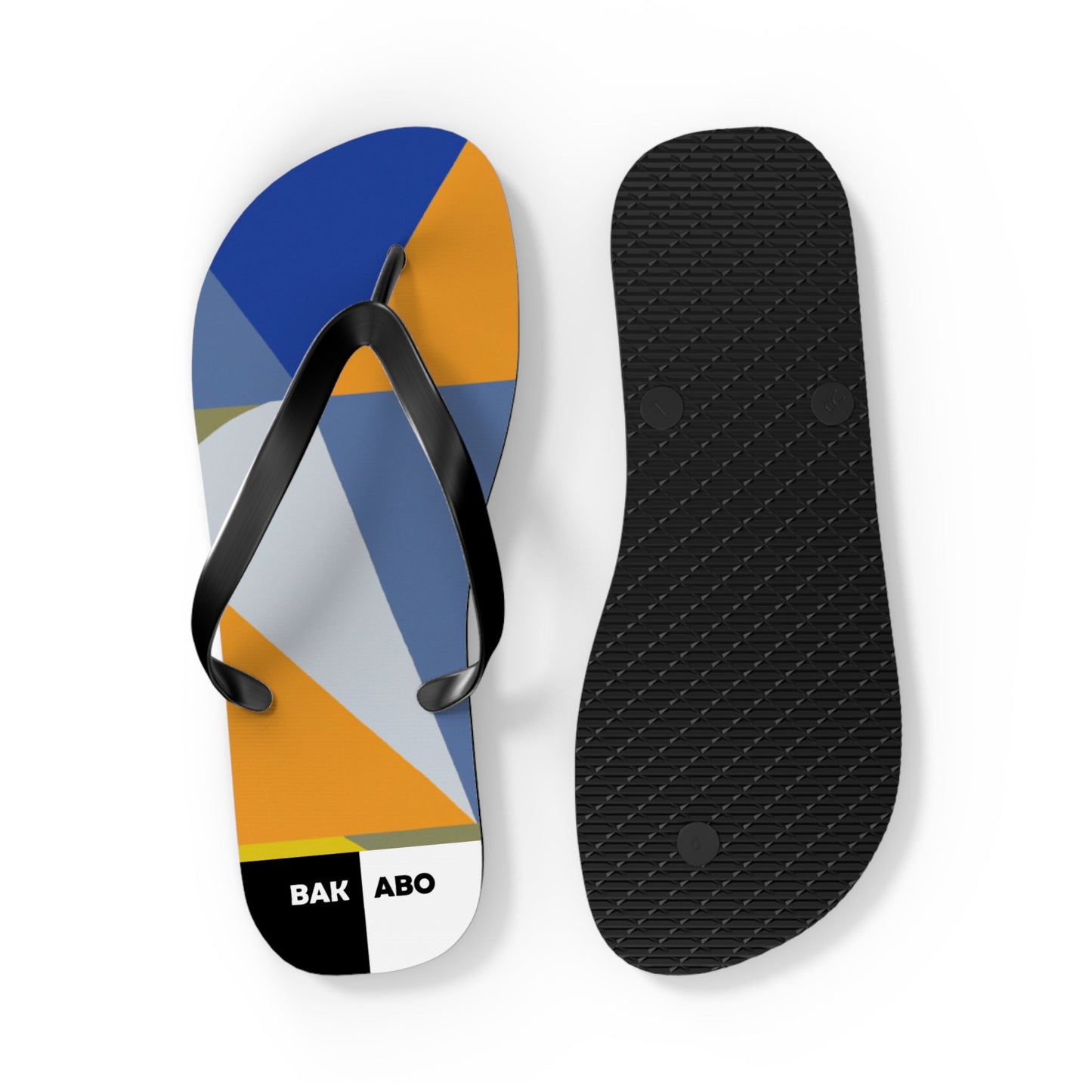 Geometric Colorblock Flip Flops — Bold Blue & Orange Beach Sandals Printify bakabo.club