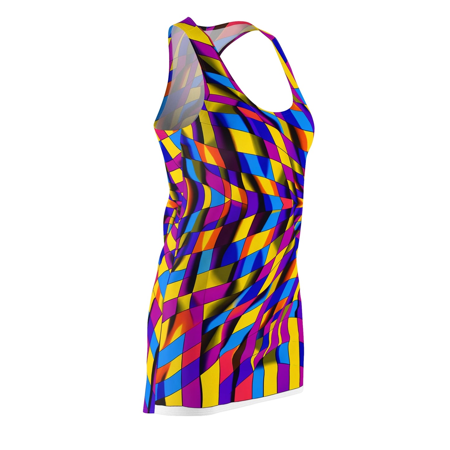 Racerback Dress — Vibrant Geometric Twist Print (All-Over) Printify bakabo.club