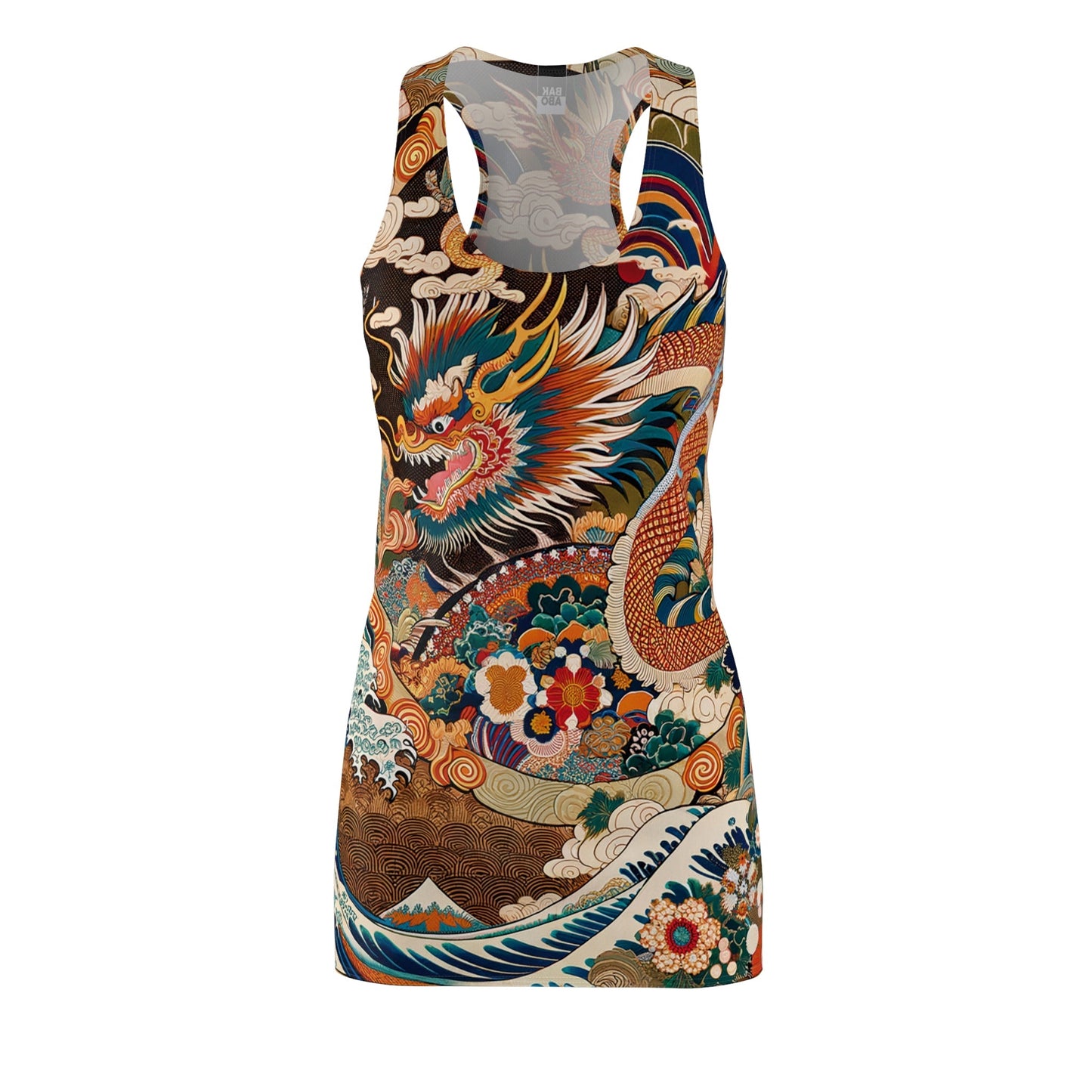 Dragon Wave Racerback Dress — Vintage Japanese Tattoo Print