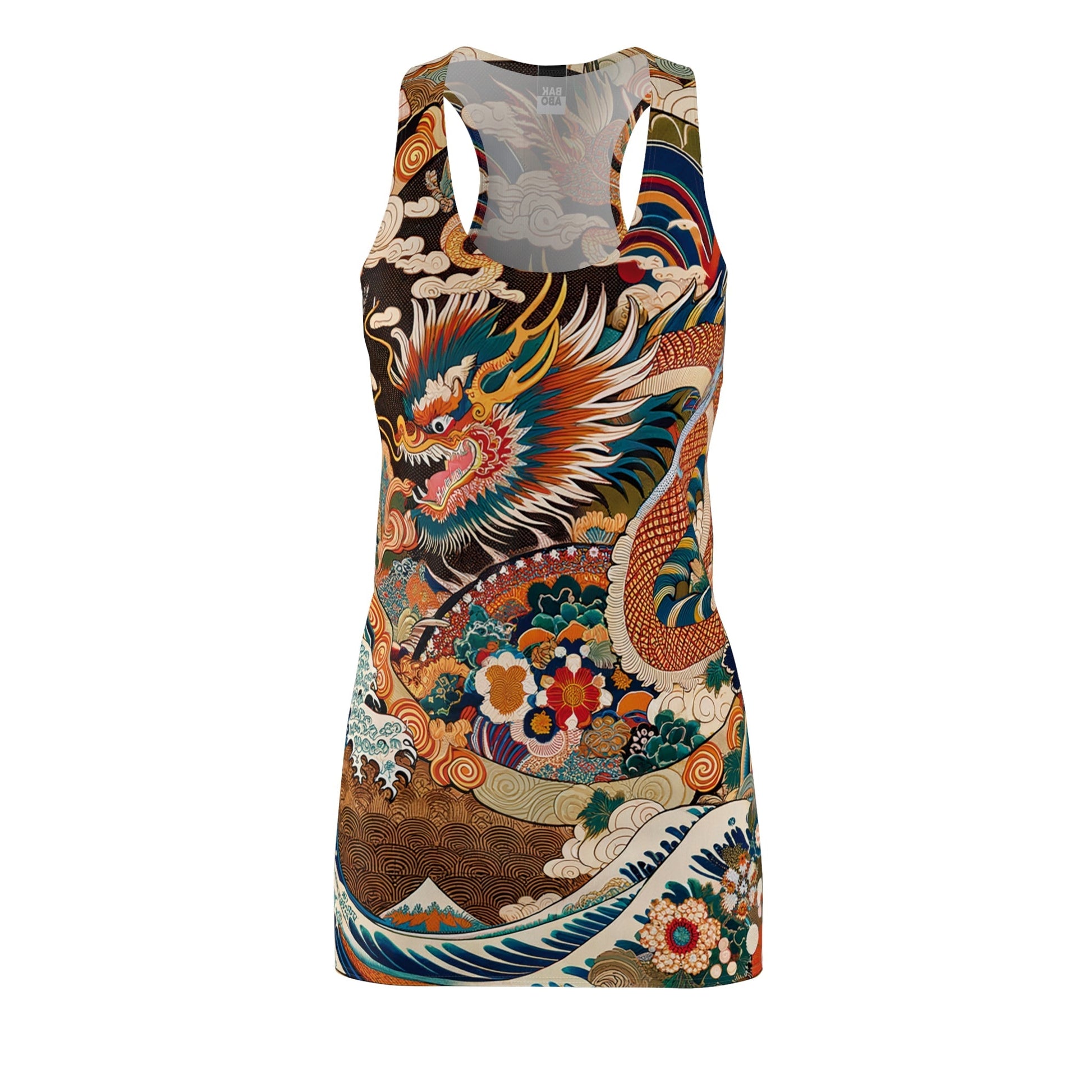 Dragon Wave Racerback Dress — Vintage Japanese Tattoo Print