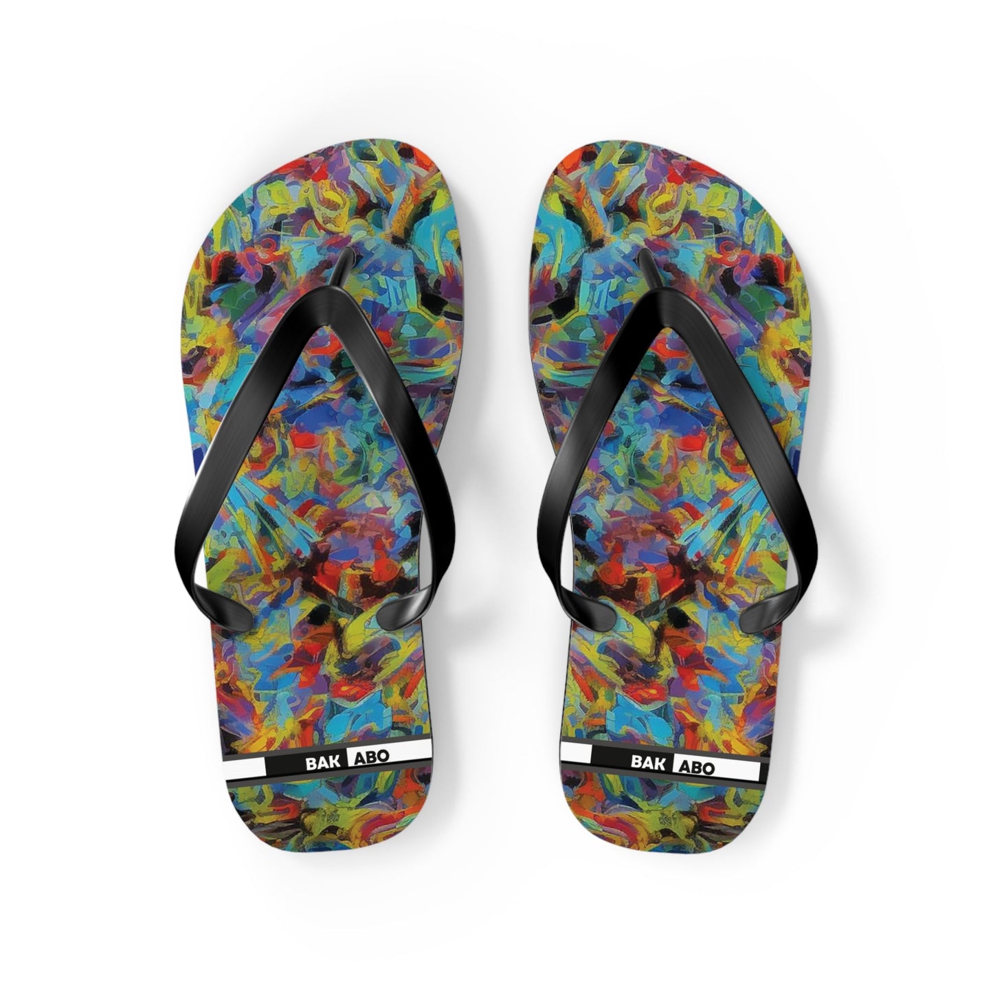 Color Splash Flip Flops — Vibrant Abstract Summer Sandals Printify bakabo.club