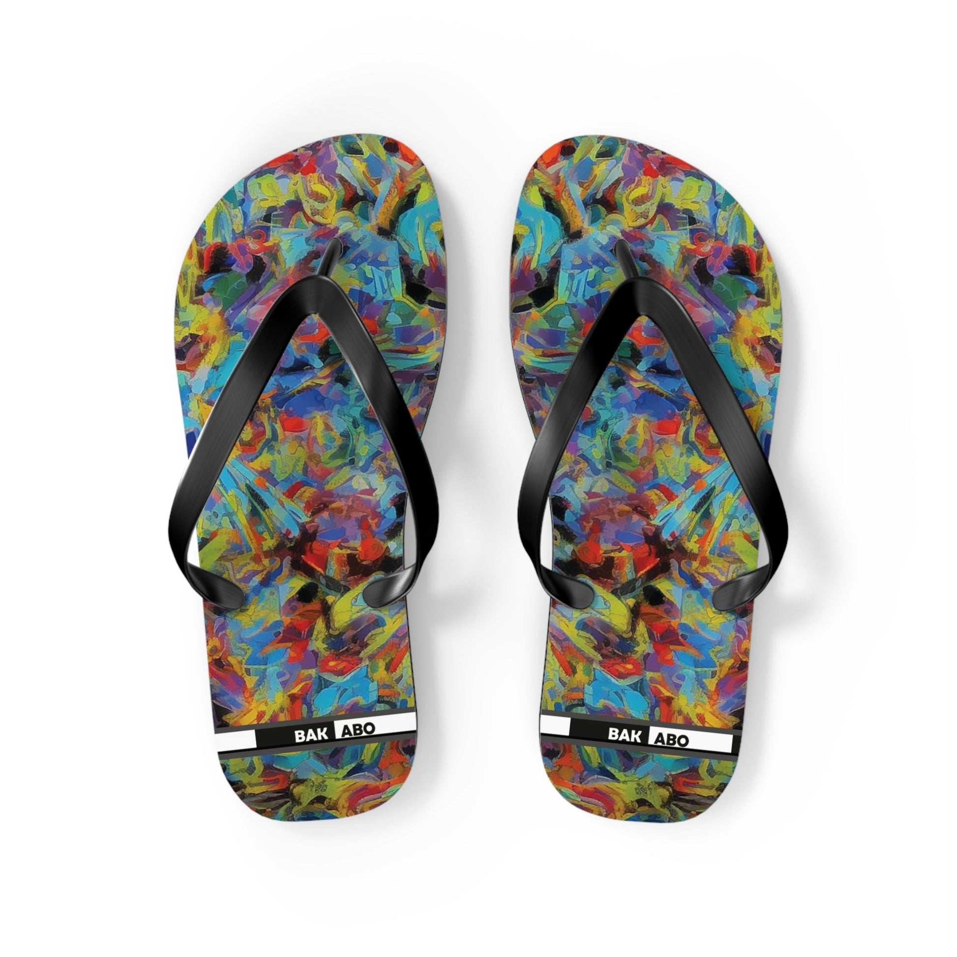 Color Splash Flip Flops — Vibrant Abstract Summer Sandals Printify bakabo.club