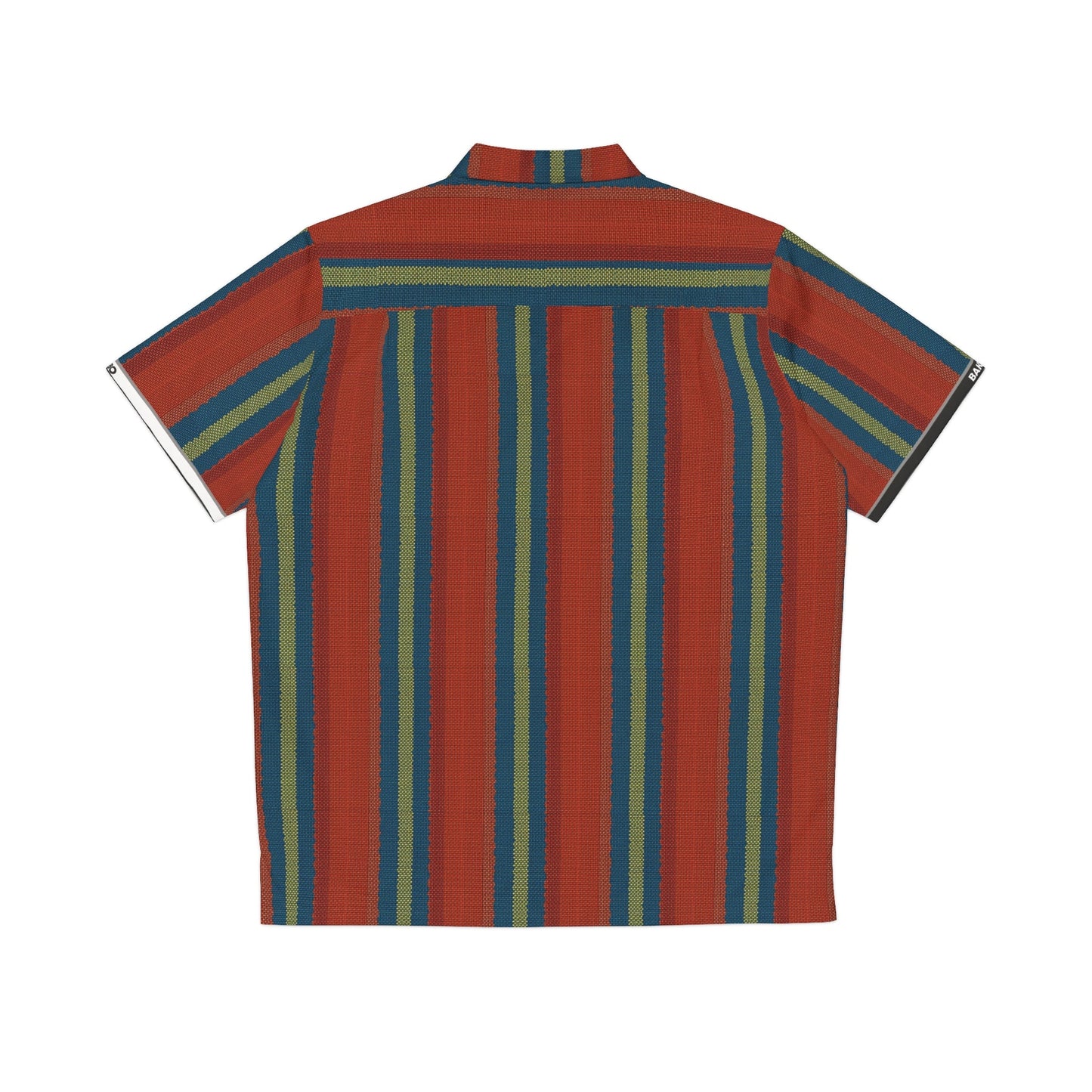 Men's Retro Stripe Hawaiian Shirt — Red Teal Camp-Collar Aloha Printify bakabo.club