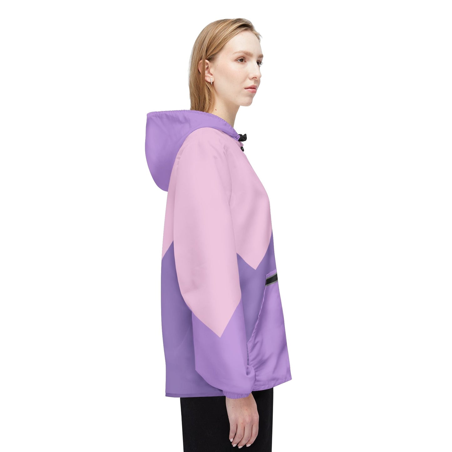 Pastel Chevron Windbreaker Jacket — Pink & Lavender Colorblock Hooded Jacket Printify bakabo.club