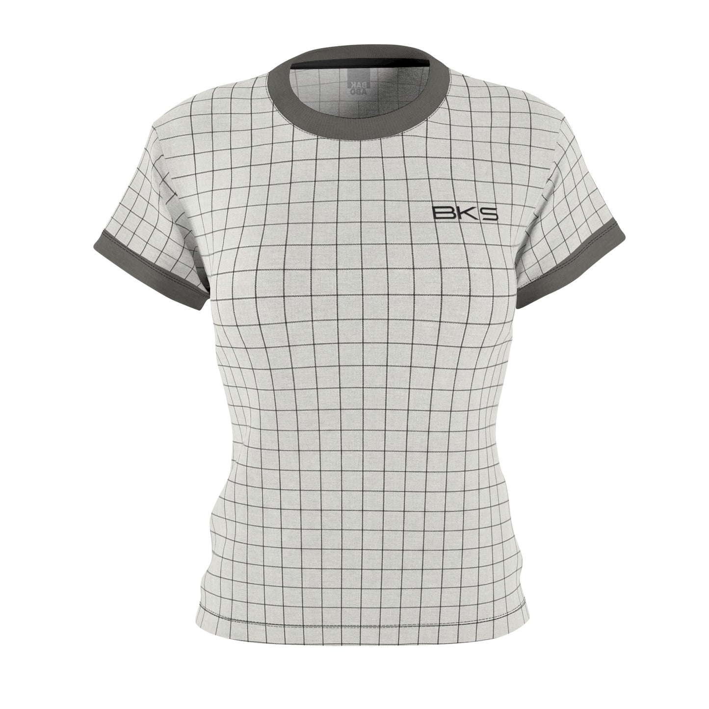 Women's Grid Tee — Minimalist BKS Check Pattern AOP Printify bakabo.club