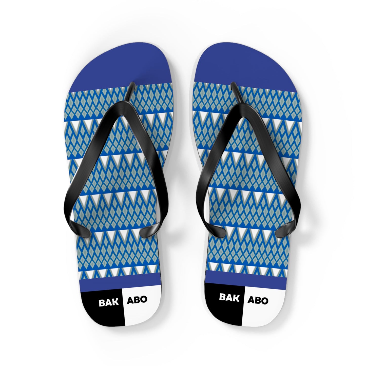 Blue Geometric Flip Flops — Patterned Beach Sandals Printify bakabo.club