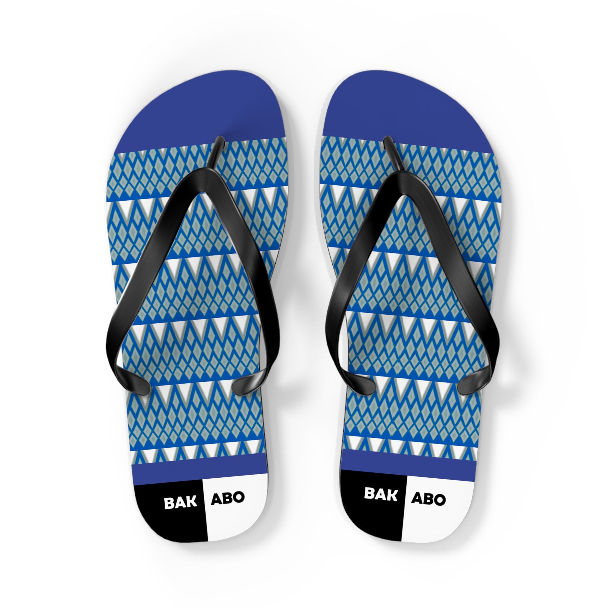 Blue Geometric Flip Flops — Patterned Beach Sandals Printify bakabo.club