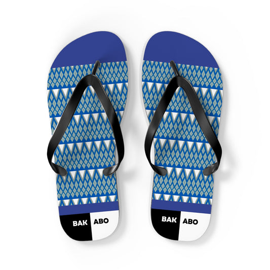 Blue Geometric Flip Flops — Patterned Beach Sandals Printify bakabo.club