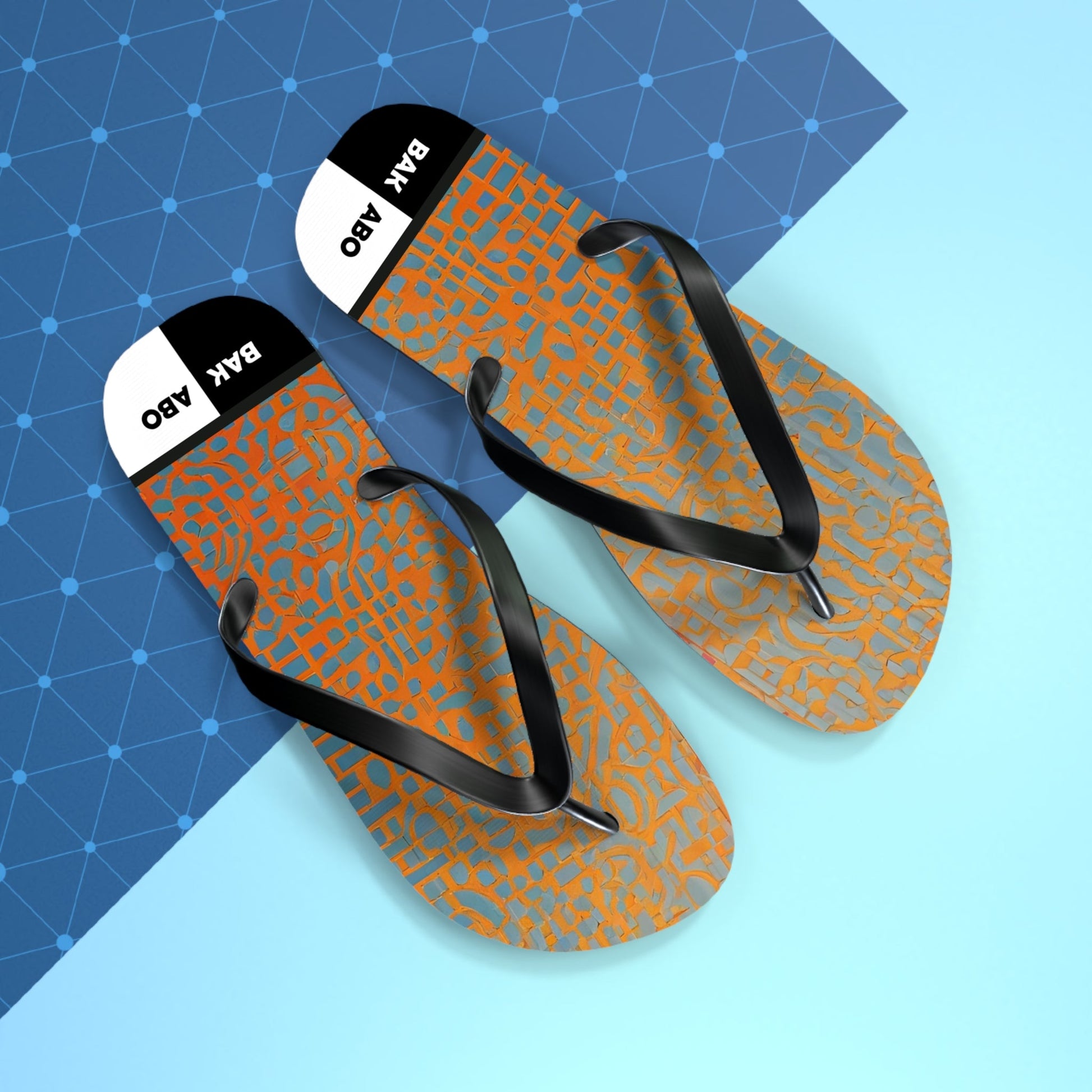 Abstract Orange Grid Flip Flops – Lightweight Summer Beach Sandals Printify bakabo.club