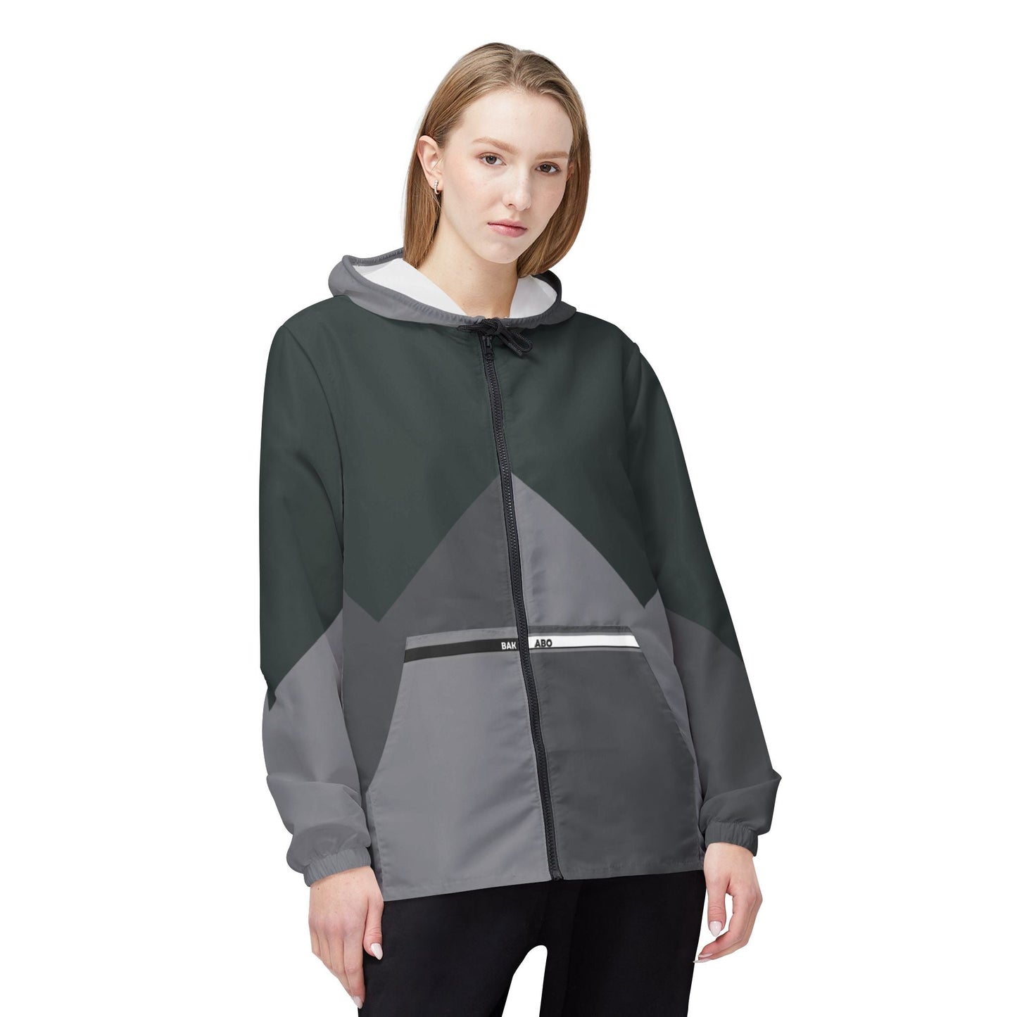 Chevron Colorblock Windbreaker Jacket — Lightweight Hooded Outdoor Shell Printify bakabo.club