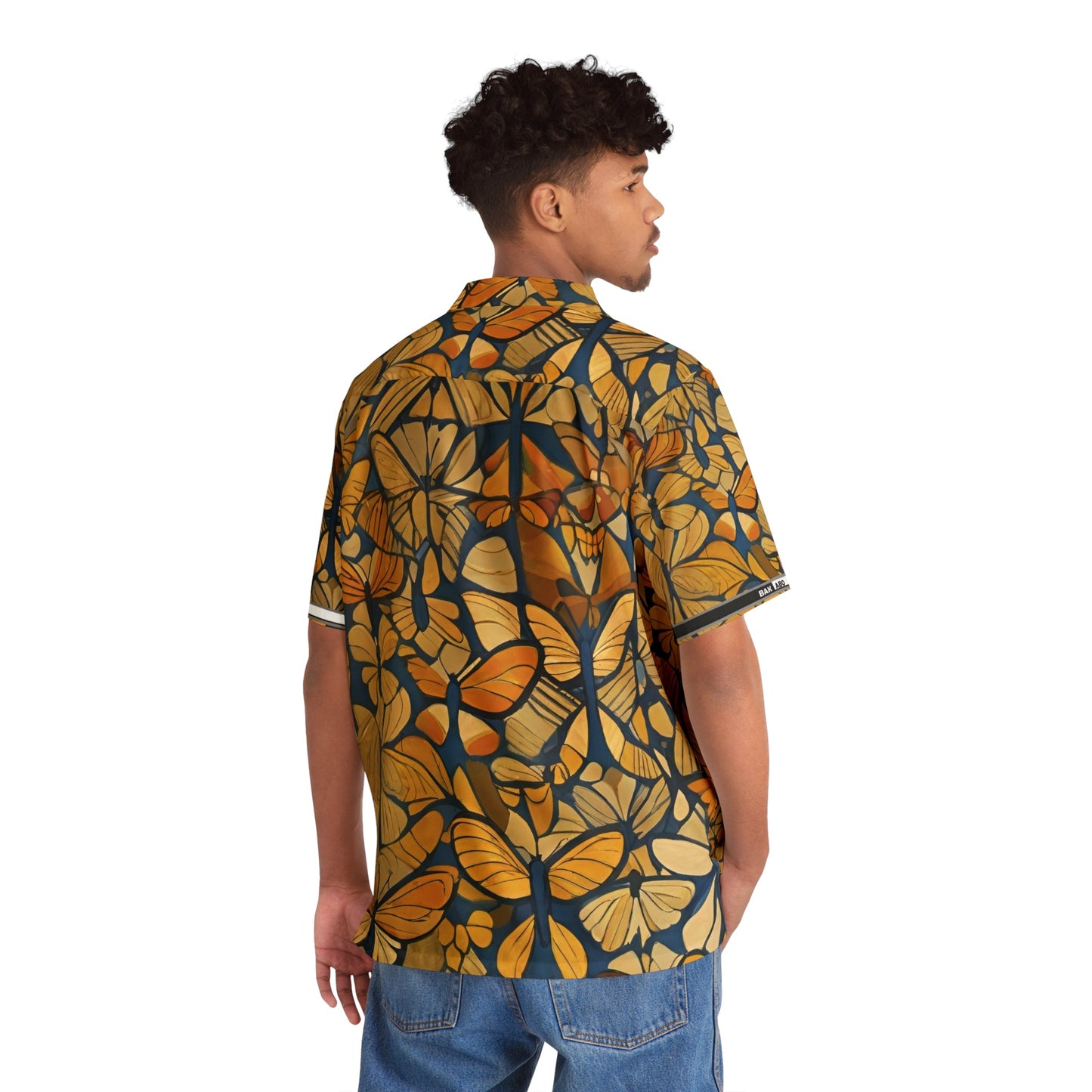 Butterfly Breeze Hawaiian Shirt — Golden Monarch Floral Camp Shirt Printify bakabo.club