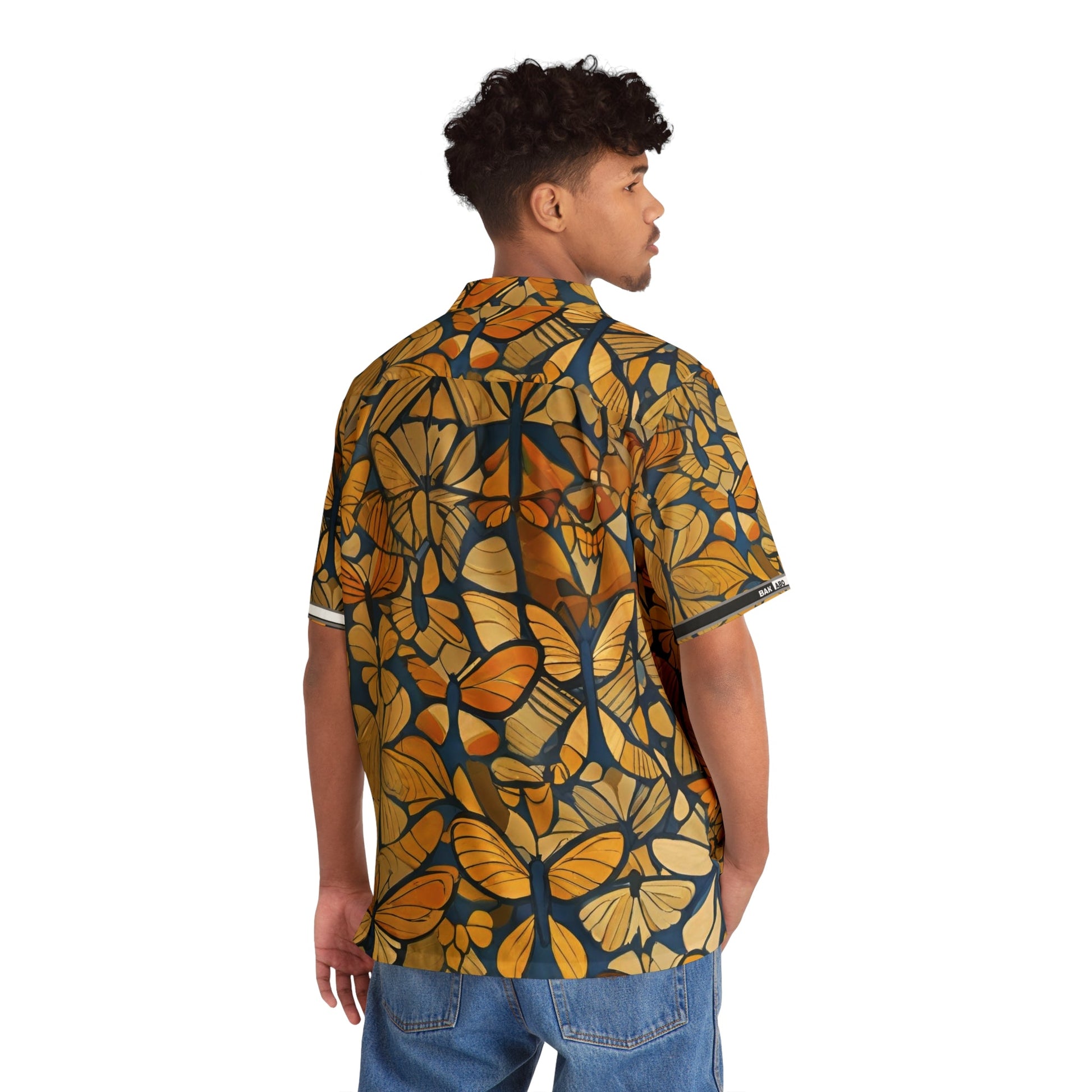Butterfly Breeze Hawaiian Shirt — Golden Monarch Floral Camp Shirt Printify bakabo.club