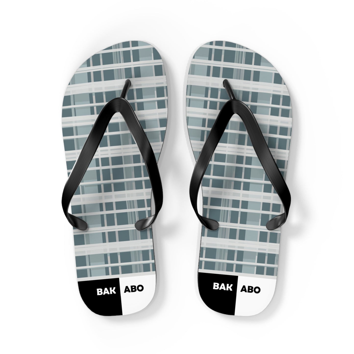 Plaid Pattern Flip Flops — Casual Gray Beach Sandals Printify bakabo.club