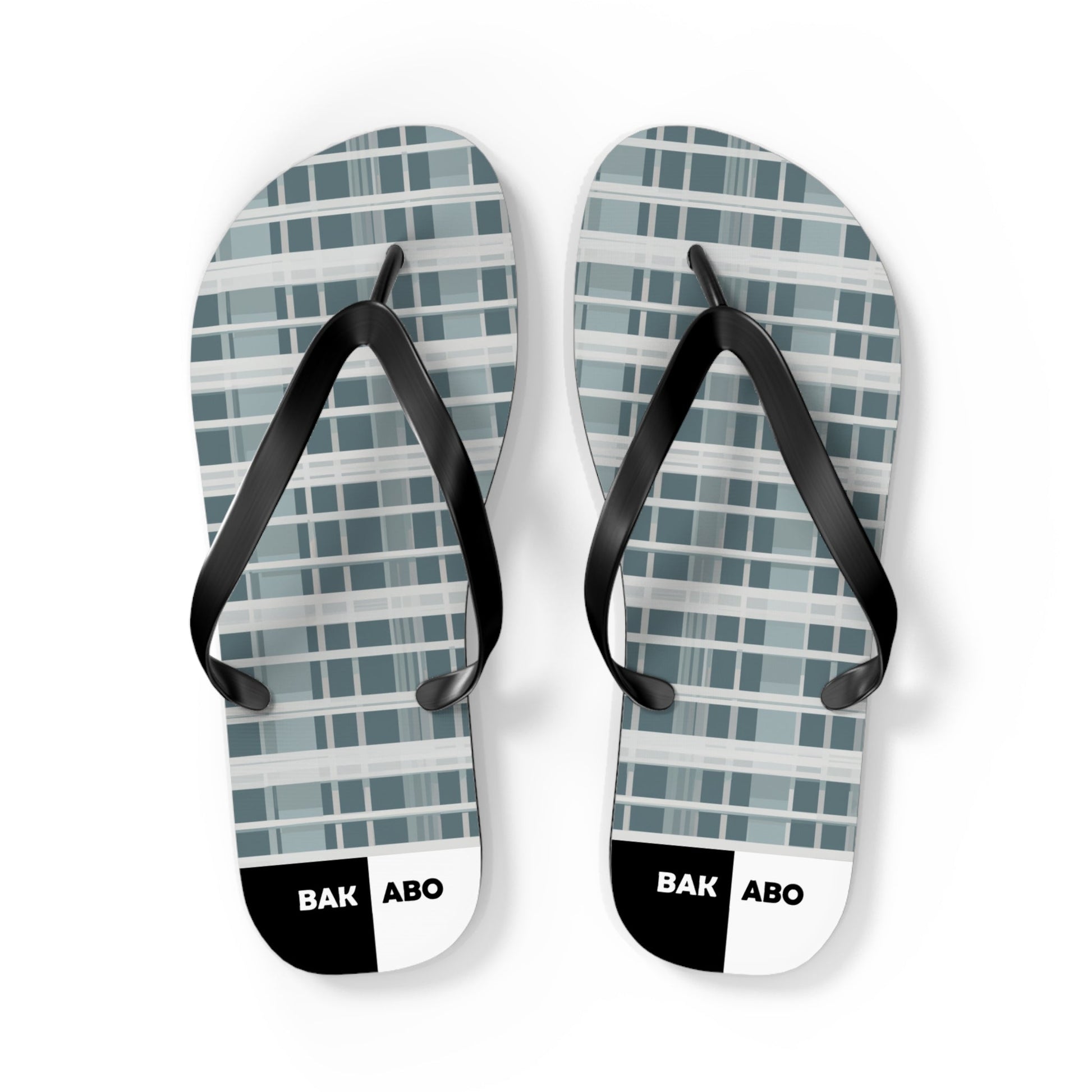 Plaid Pattern Flip Flops — Casual Gray Beach Sandals Printify bakabo.club