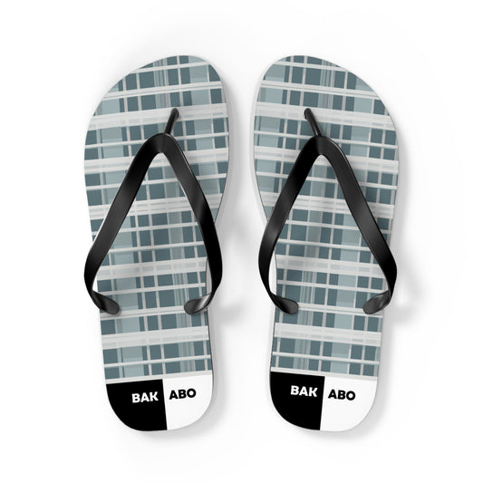 Plaid Pattern Flip Flops — Casual Gray Beach Sandals Printify bakabo.club