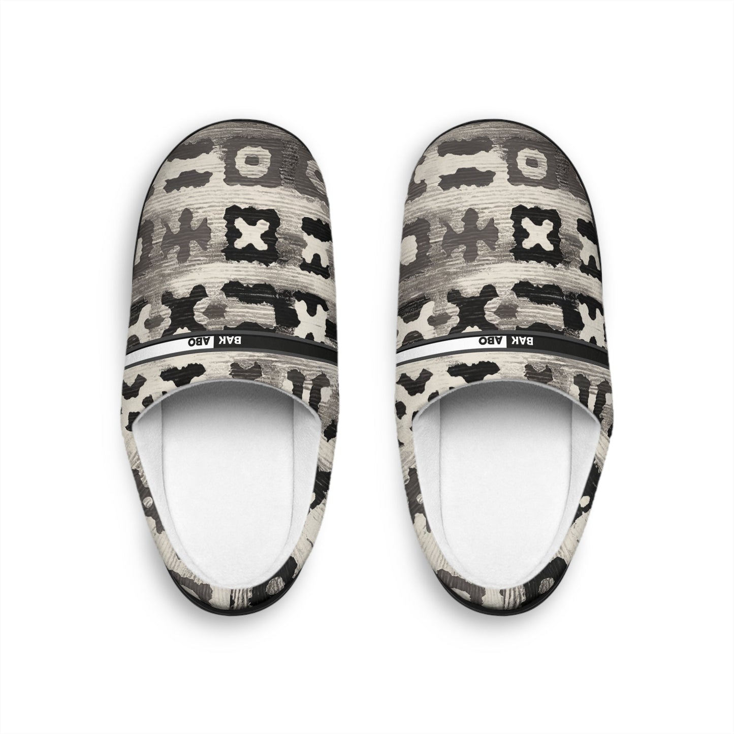 Cozy Neutral Ikat Slippers — Women's Indoor Slip-On House Shoes Printify bakabo.club