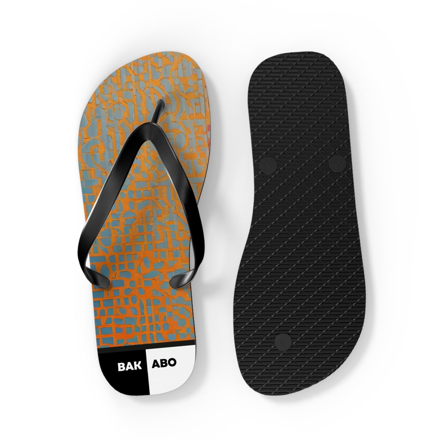Abstract Orange Grid Flip Flops – Lightweight Summer Beach Sandals Printify bakabo.club
