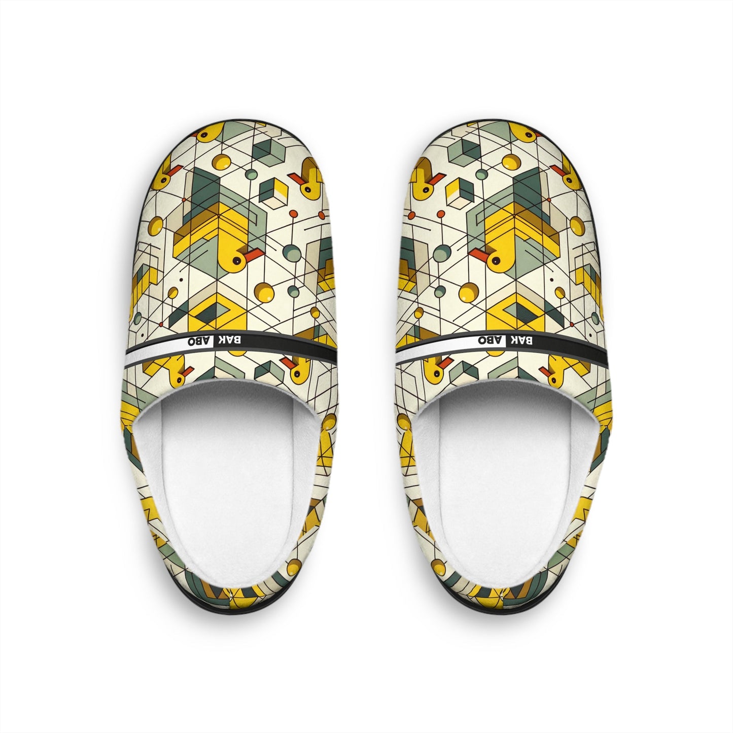 Patterned Indoor Slippers — Geometric Yellow Duck Print BakAbo Studio BKS bakabo.club