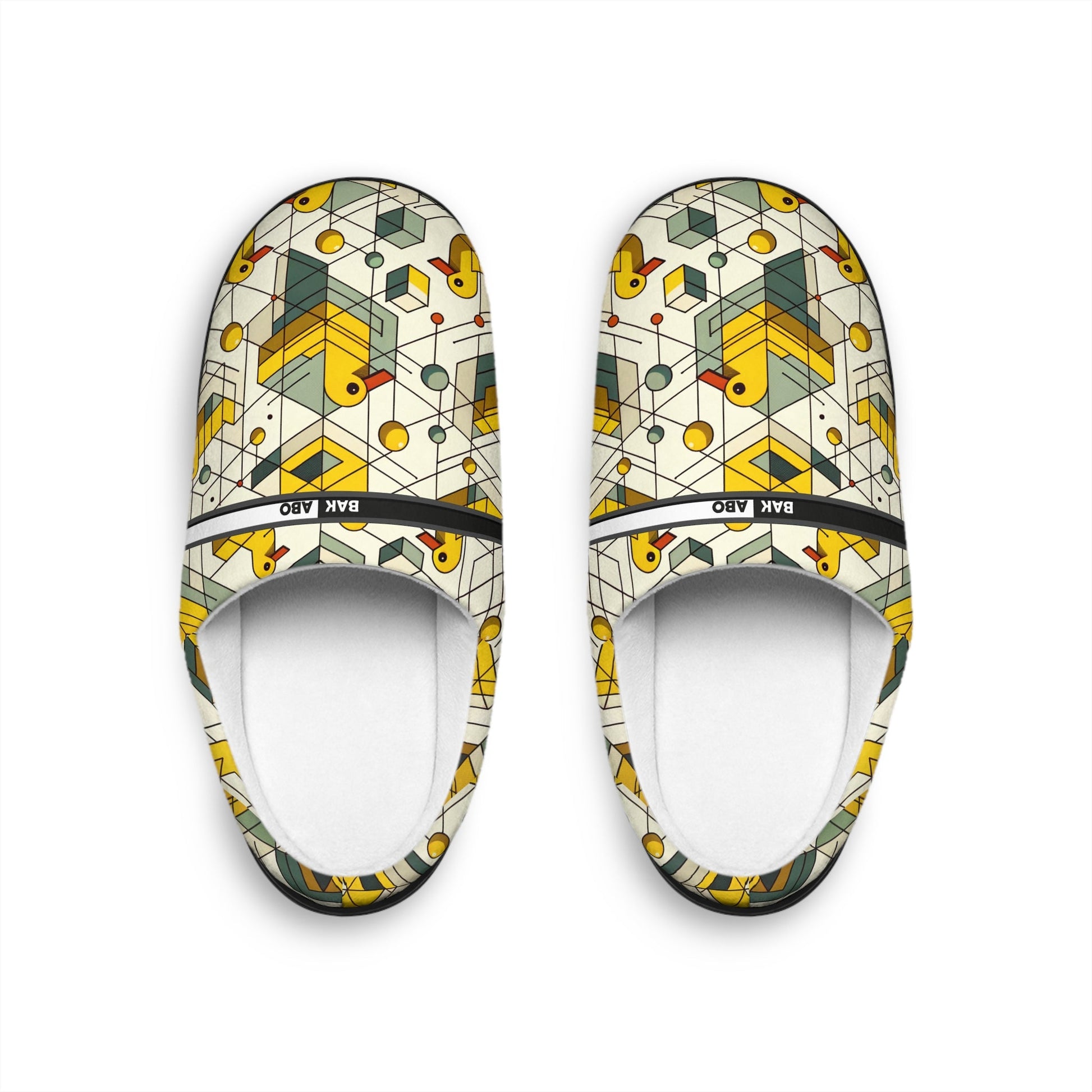 Patterned Indoor Slippers — Geometric Yellow Duck Print BakAbo Studio BKS bakabo.club