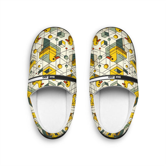 Patterned Indoor Slippers — Geometric Yellow Duck Print BakAbo Studio BKS bakabo.club