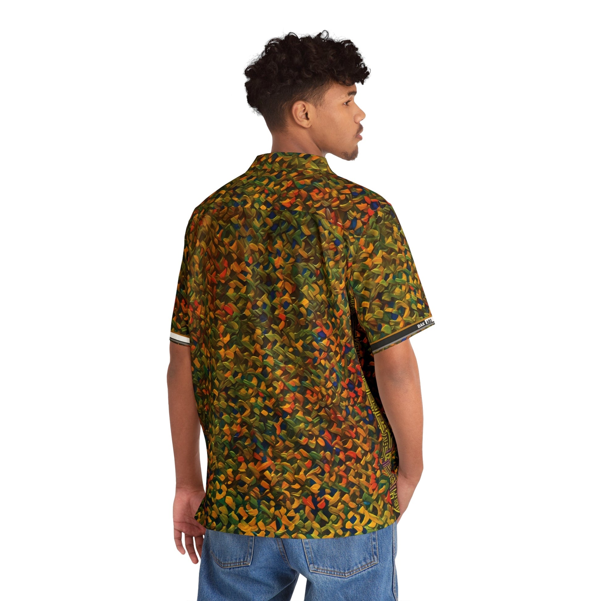 Men's Tropical Abstract Hawaiian Shirt – Olive Green Leaf Pattern AOP Printify bakabo.club