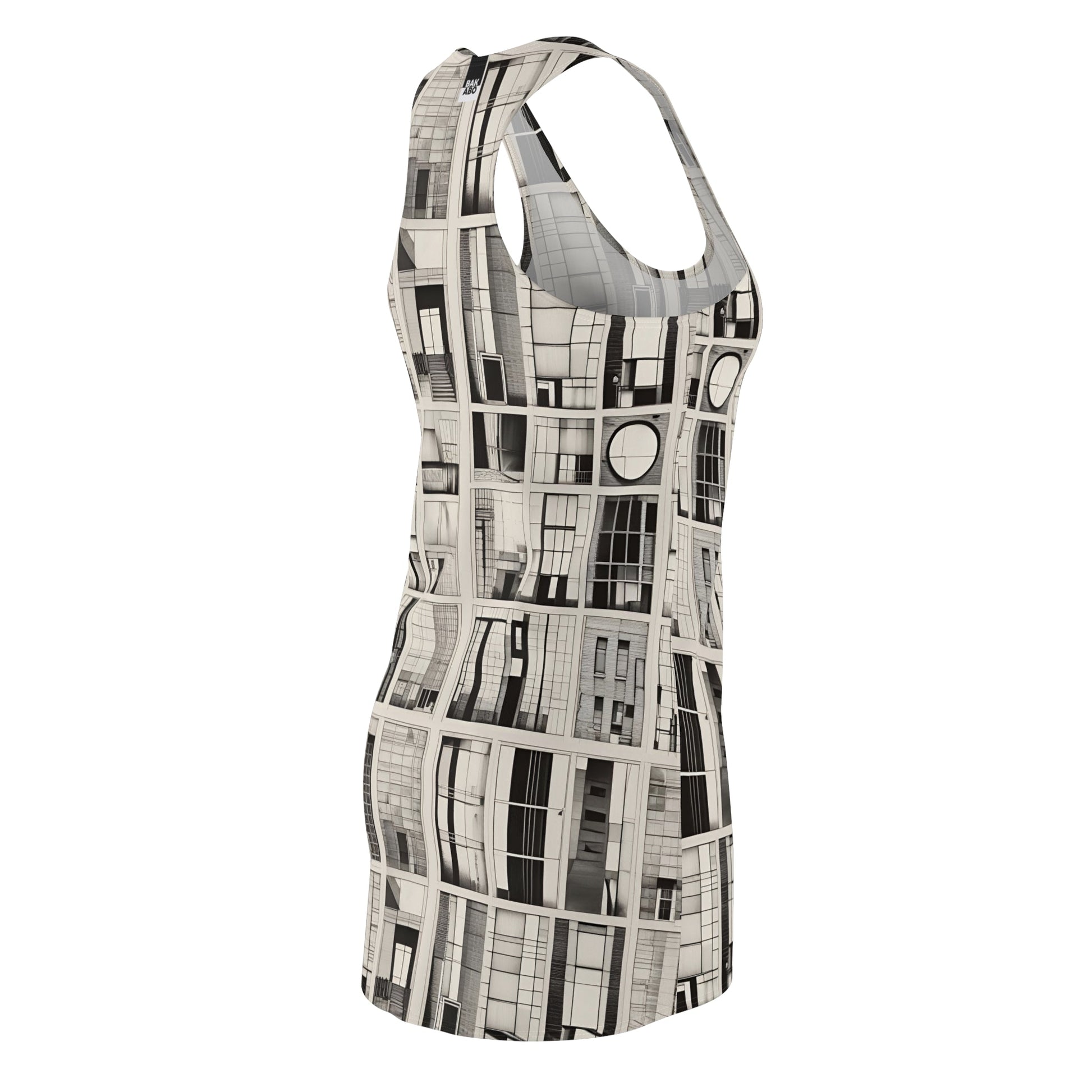 Architectural Grid Racerback Dress – Monochrome Window Pattern Printify bakabo.club