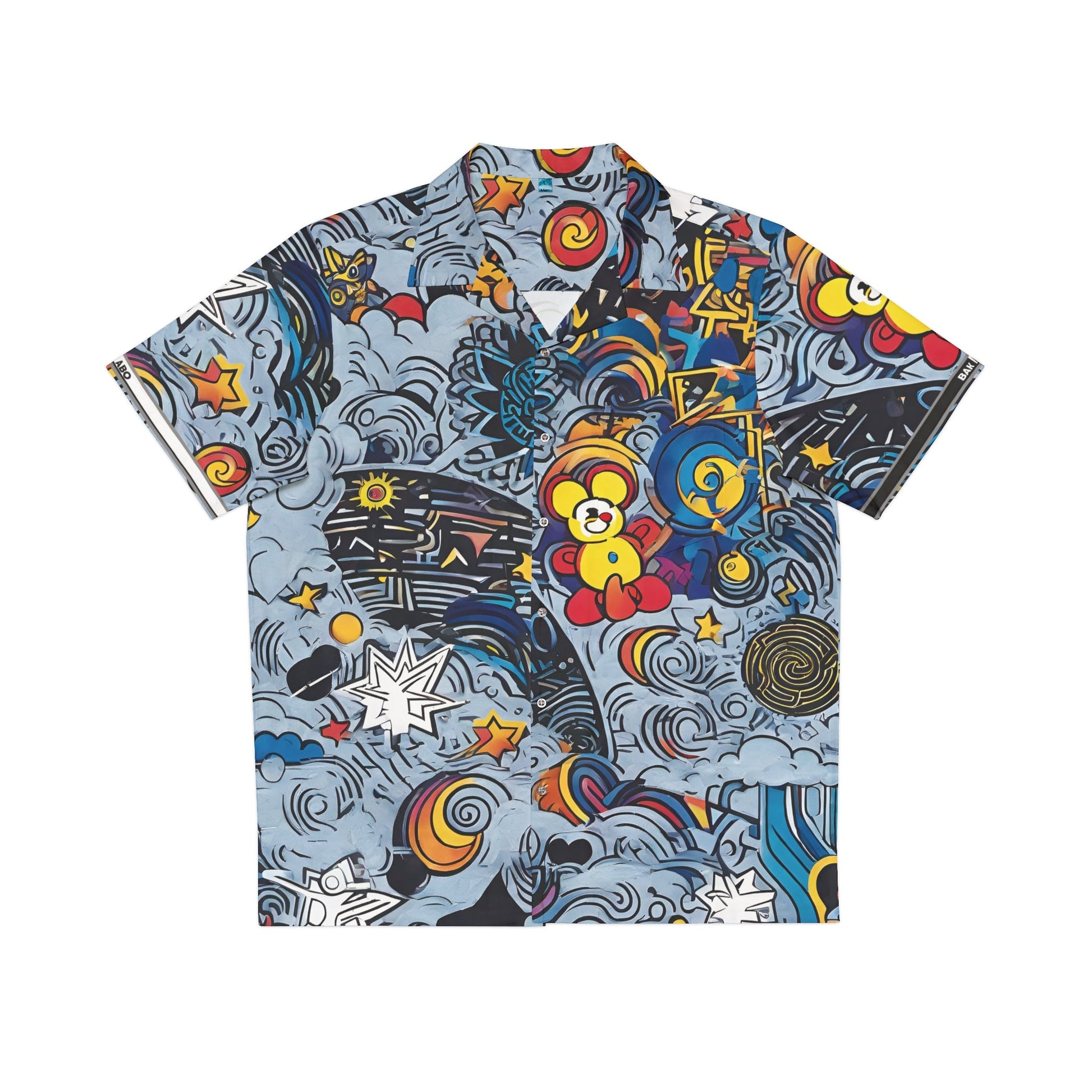Psychedelic Surf Art Hawaiian Shirt — Colorful Ocean Waves & Stars AOP Printify bakabo.club