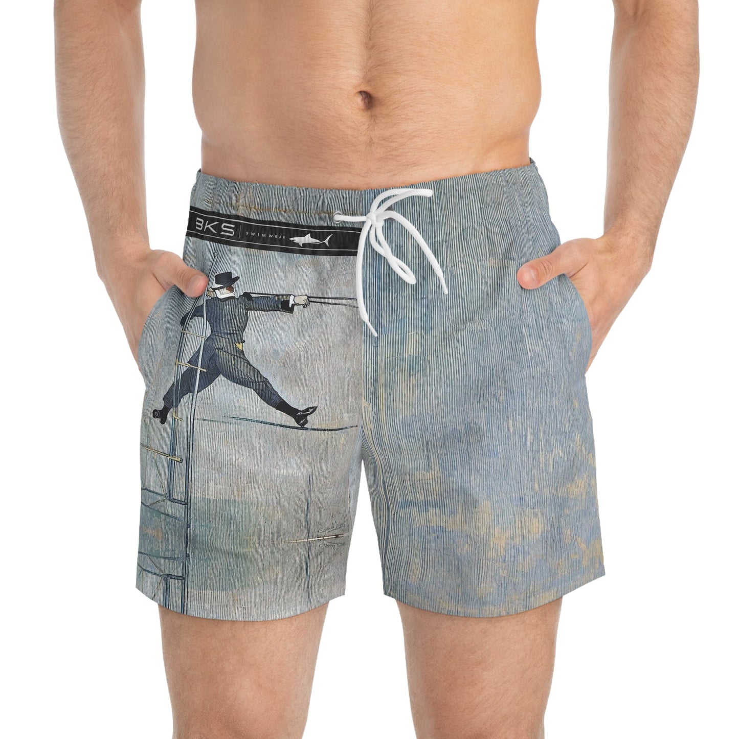 Vintage Circus Acrobat Swim Trunks — Retro Stuntman AOP Swim Shorts Printify bakabo.club