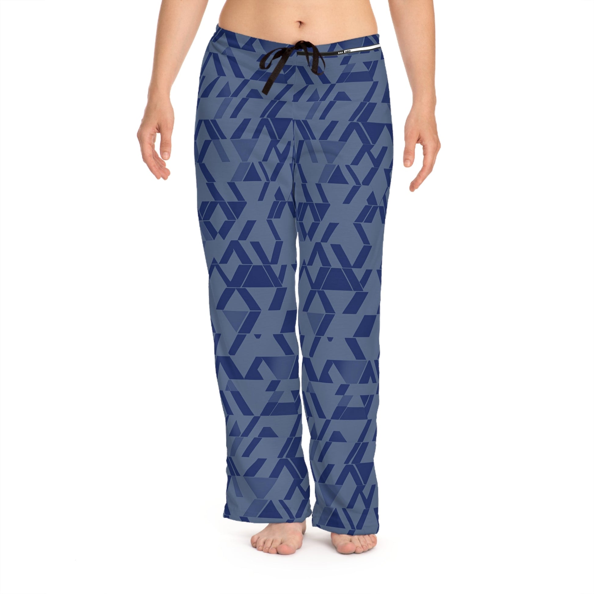 Geometric Navy Blue Women's Pajama Pants — Relaxed Lounge Sleepwear Printify bakabo.club