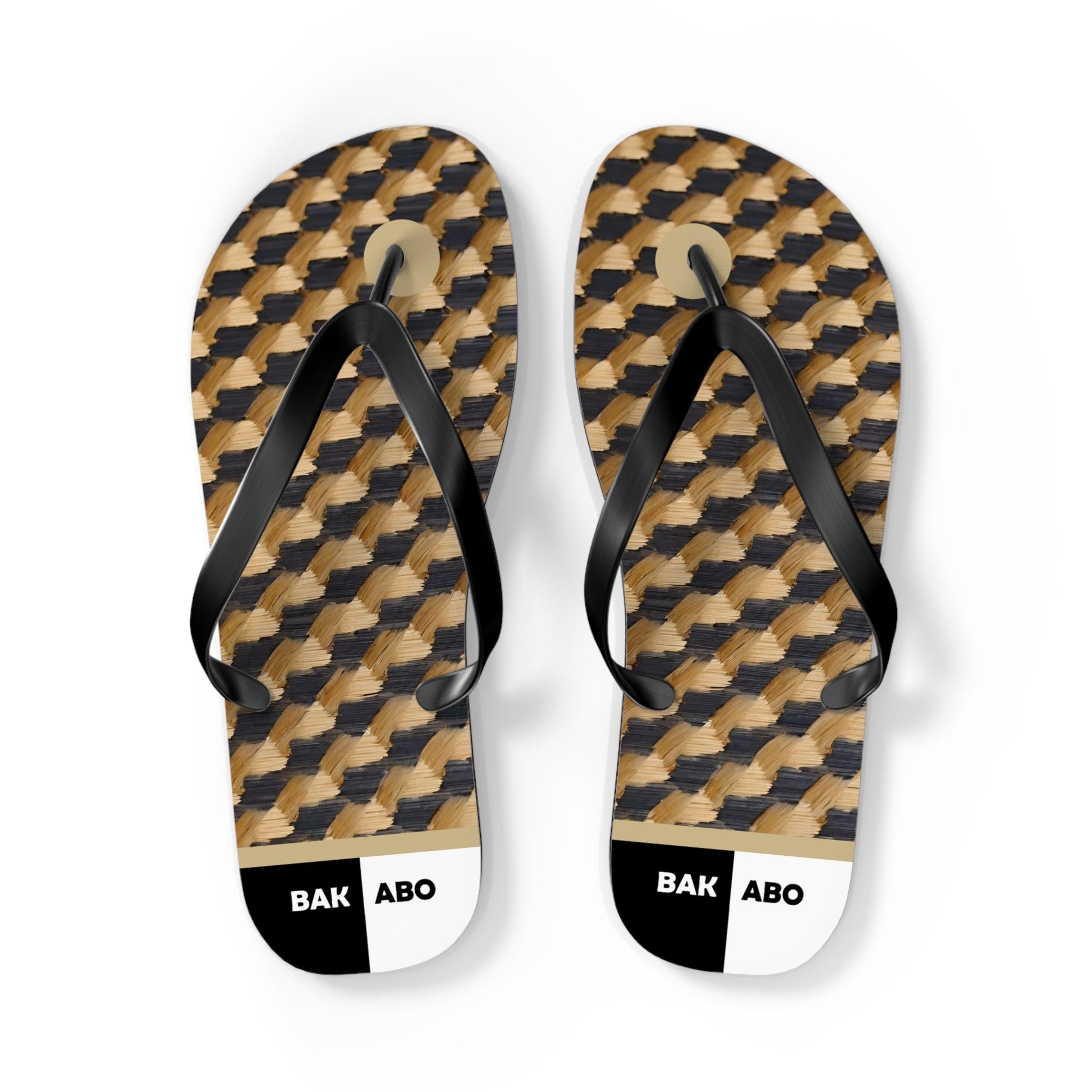 Flip Flops - Geometric Brown Houndstooth Pattern Beach Sandals Printify bakabo.club