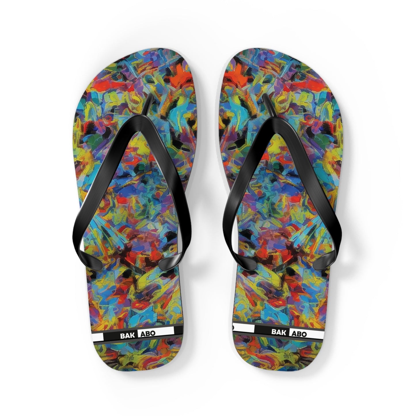 Color Splash Flip Flops — Vibrant Abstract Summer Sandals Printify bakabo.club