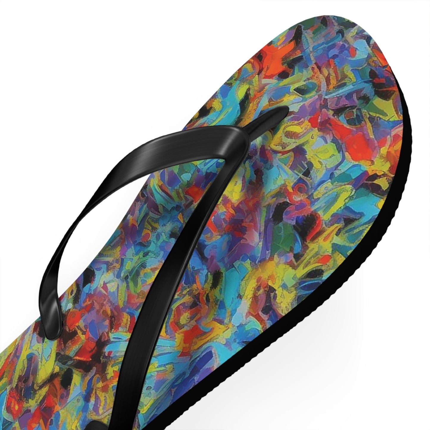 Color Splash Flip Flops — Vibrant Abstract Summer Sandals Printify bakabo.club