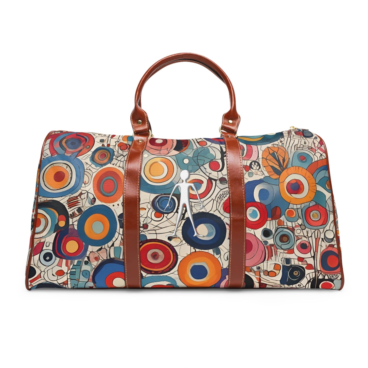 Waterproof Travel Bag — Retro Abstract Circle Pattern Duffle Printify bakabo.club