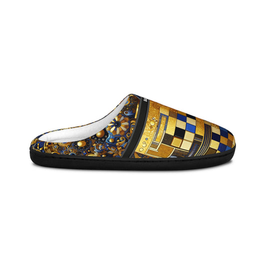 Women's Indoor Slippers — Luxe Gold Mosaic Pattern Cozy House Shoes BakAbo Studio BKS bakabo.club
